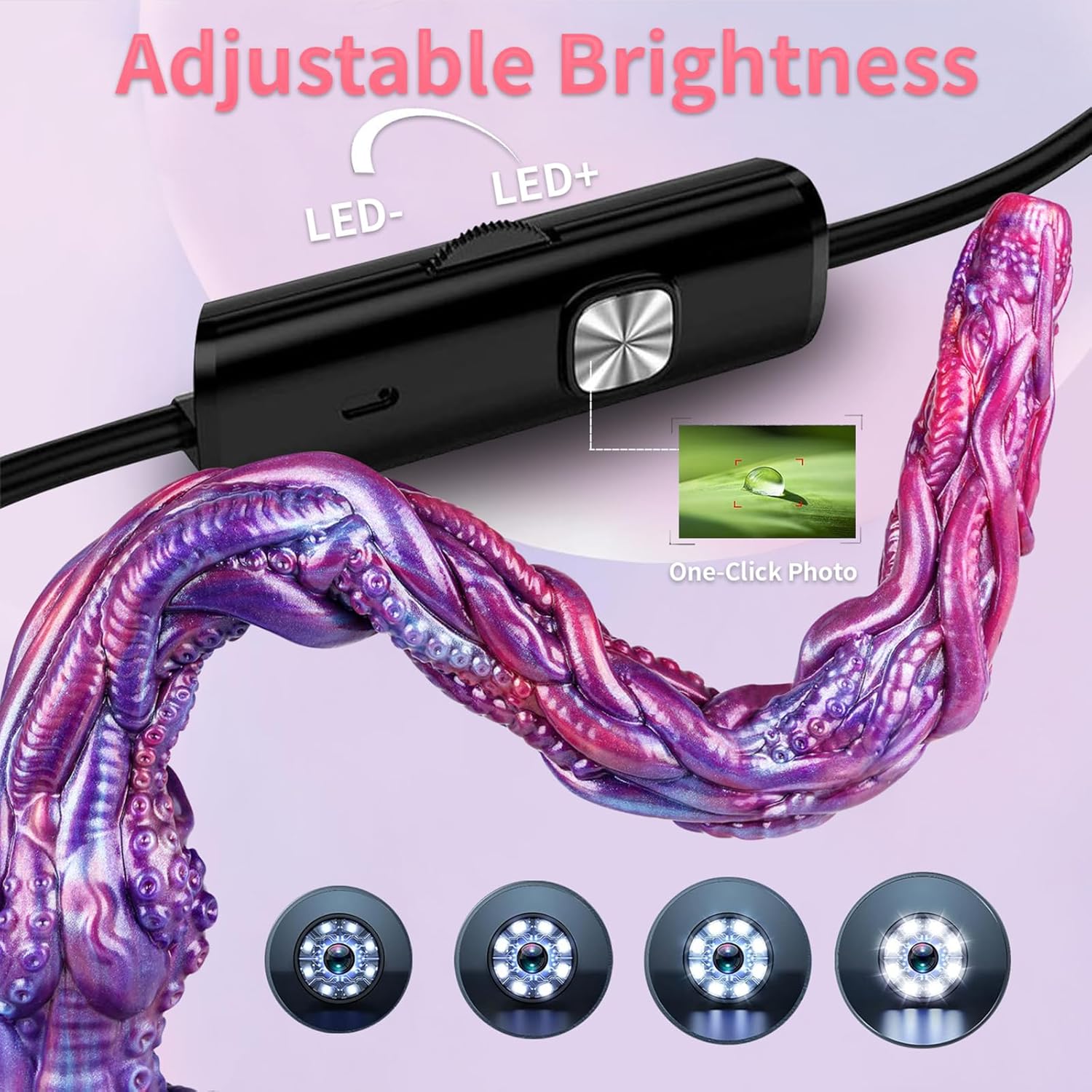 TTAIOOAI 19.9in Smart Endoscope Tentacle Knot Butt Plug 1080P Camera
