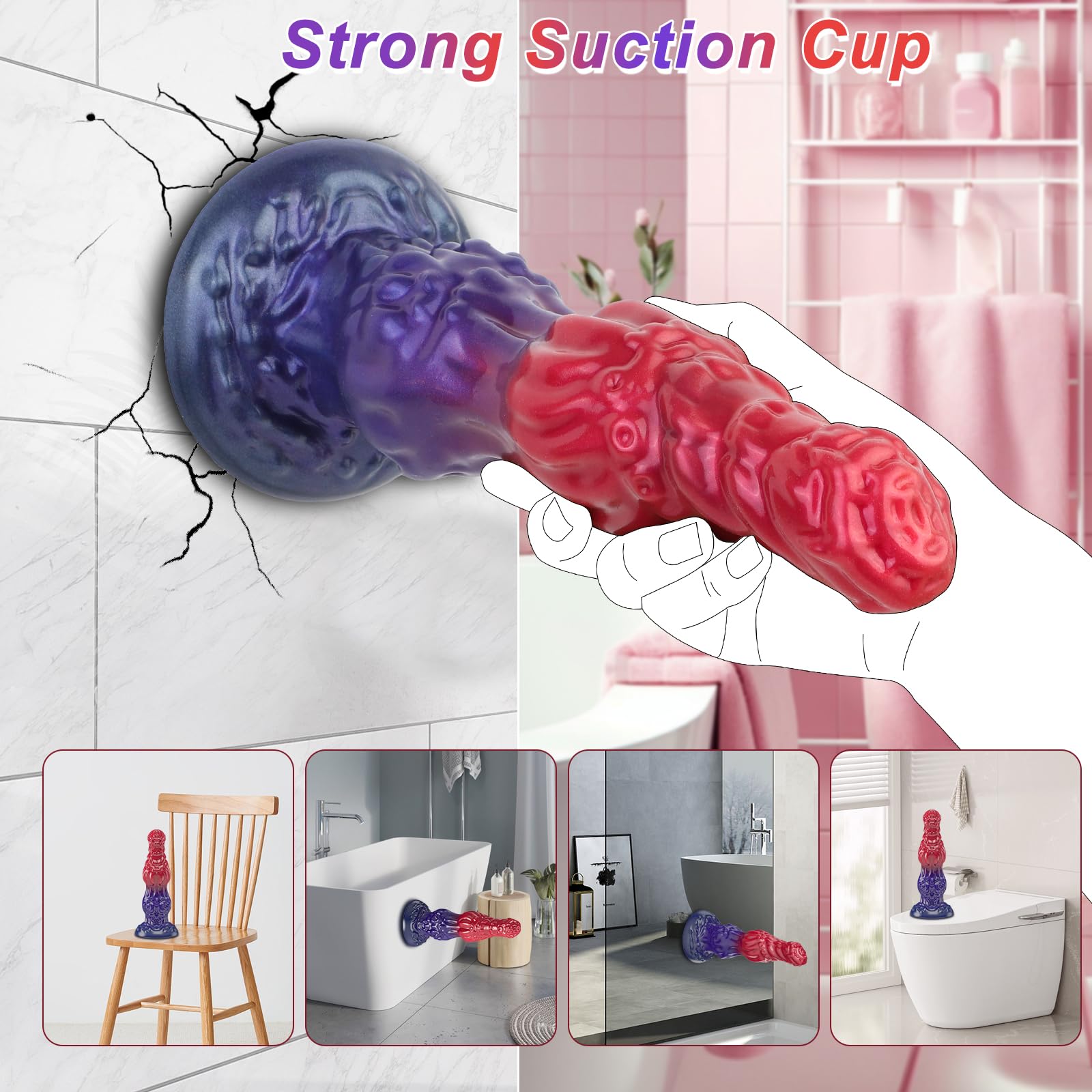 Thrusting Dildo Monster Huge Dildo Vibrator, Adult Sex Toys for Women with Strong Suction Cup, Remote Control Heated Anal G Spot Dildo