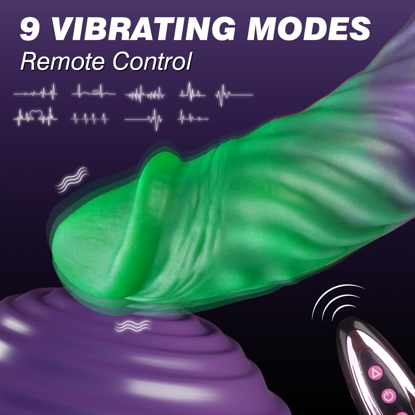 7.48" Penis Sleeve Vibrating Cock Ring Sleeve, Monster Penis Extender Dildo with 9 Modes, Elastic Dragon Penis Enlarger Silicone Penis Sheath with Remote Control, Adult Sex Toy for Men Couples