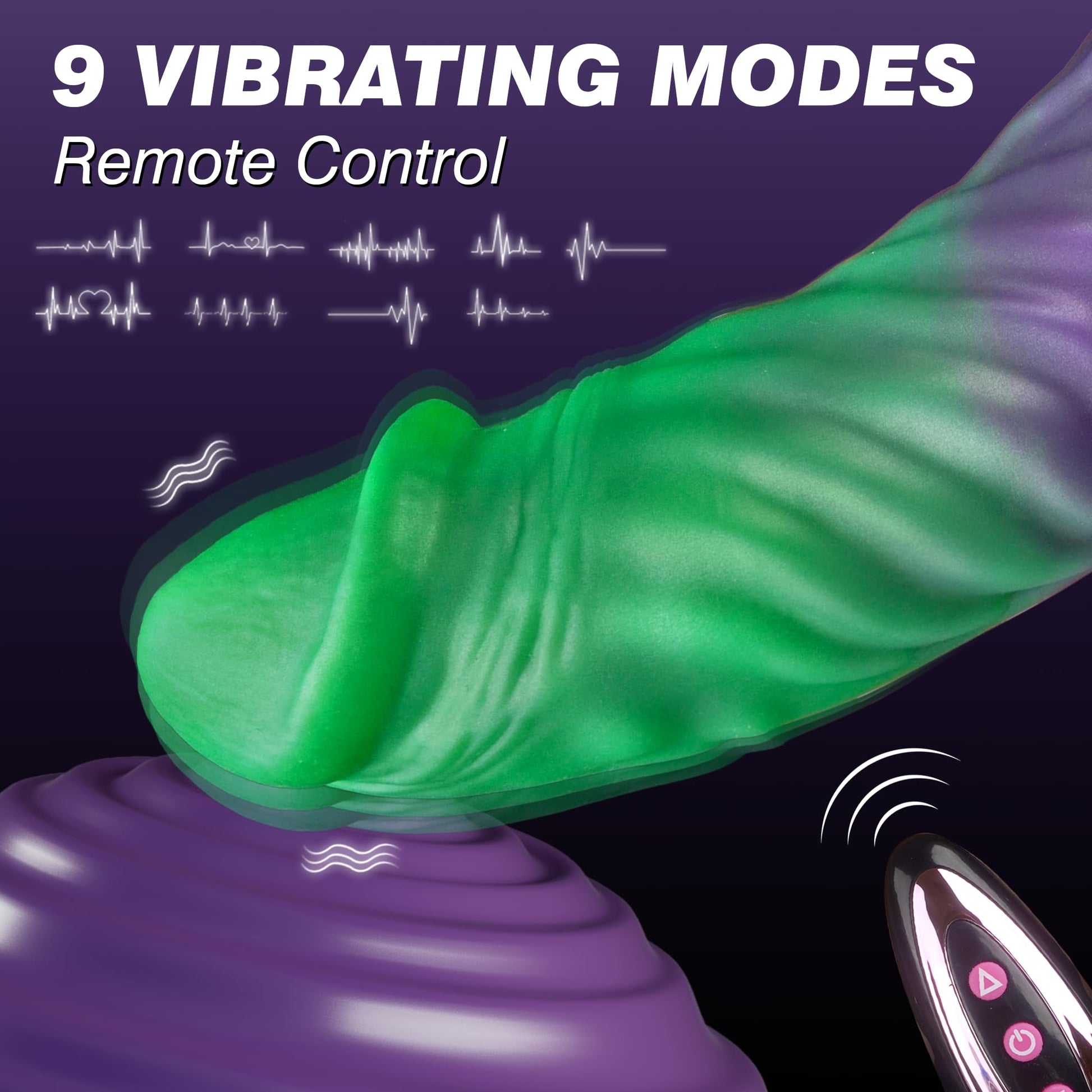 7.48" Penis Sleeve Vibrating Cock Ring Sleeve, Monster Penis Extender Dildo with 9 Modes, Elastic Dragon Penis Enlarger Silicone Penis Sheath with Remote Control, Adult Sex Toy for Men Couples