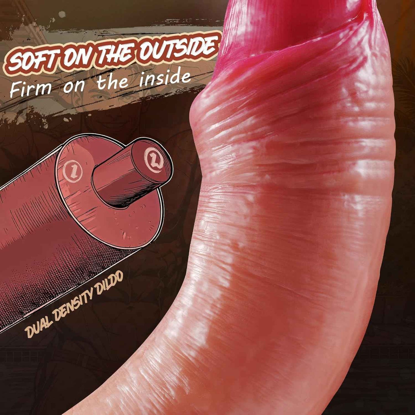 SOARE Dual-Layer Silicone Dildo 7.8in Suction Cup Realistic