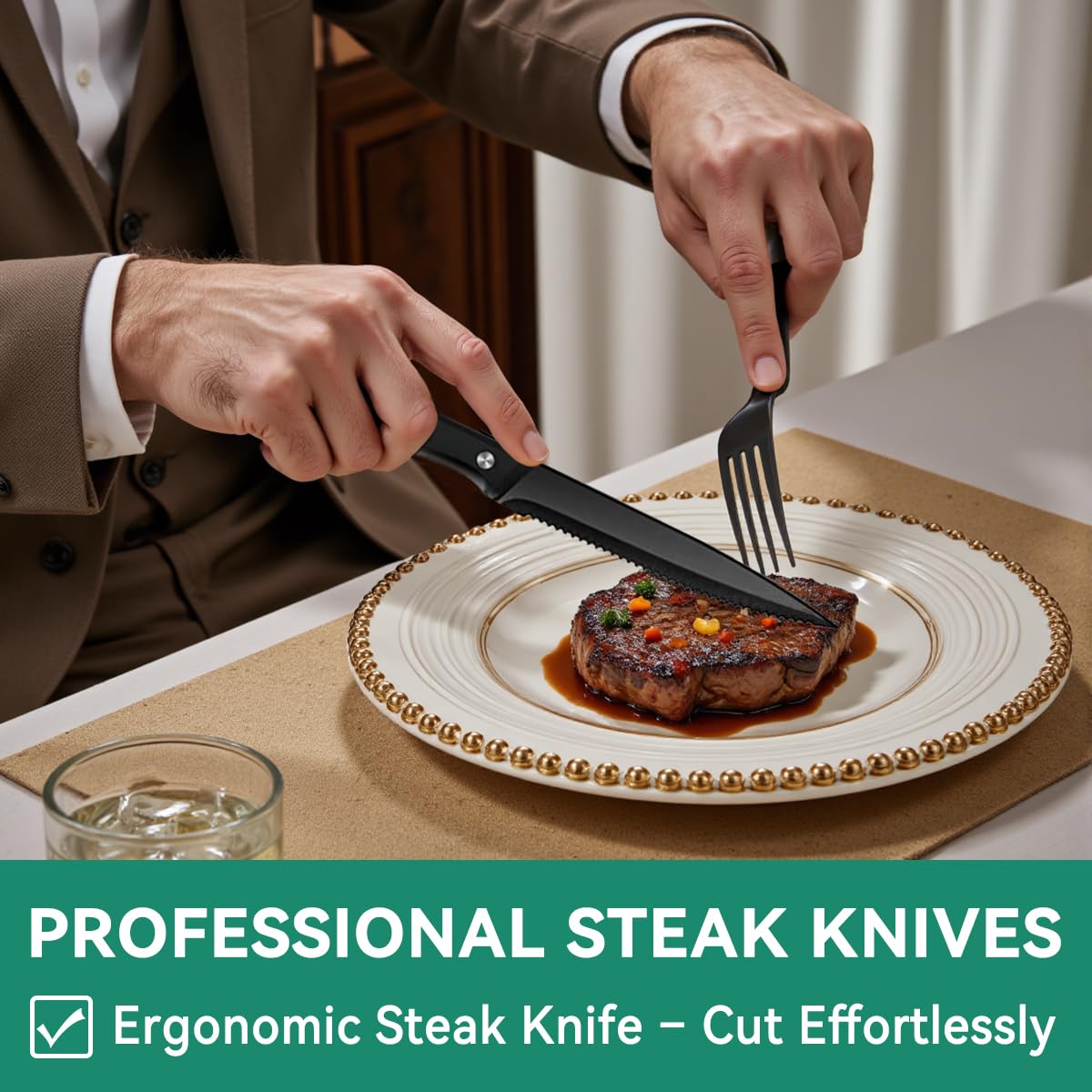 49-Piece Silverware Set with Organizer, Stainless Steel Flatware Utensils Set for 8, Forks and Spoons Silverware Set Cutlery Set with Steak Knives, Dishwasher Safe
