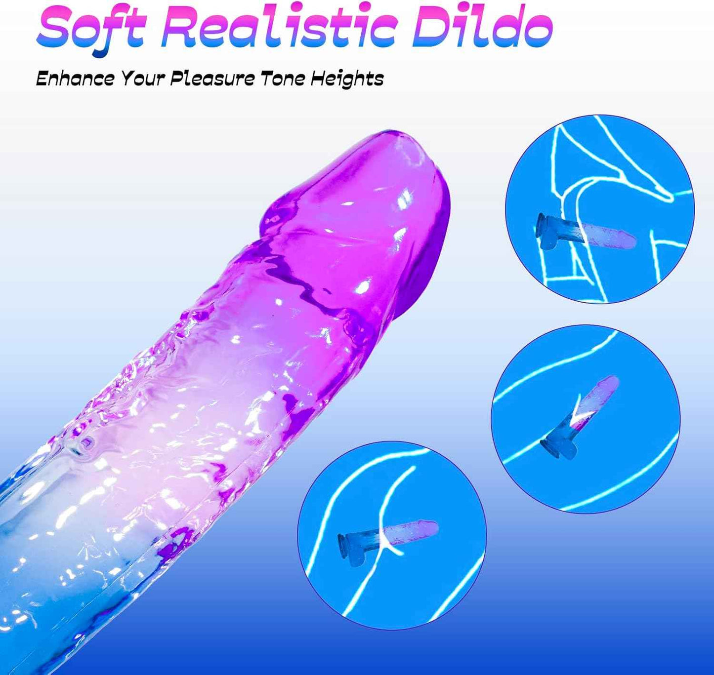 Lihanvil Realistic Silicone Dildo Dual Density Suction Cup 7.8 in