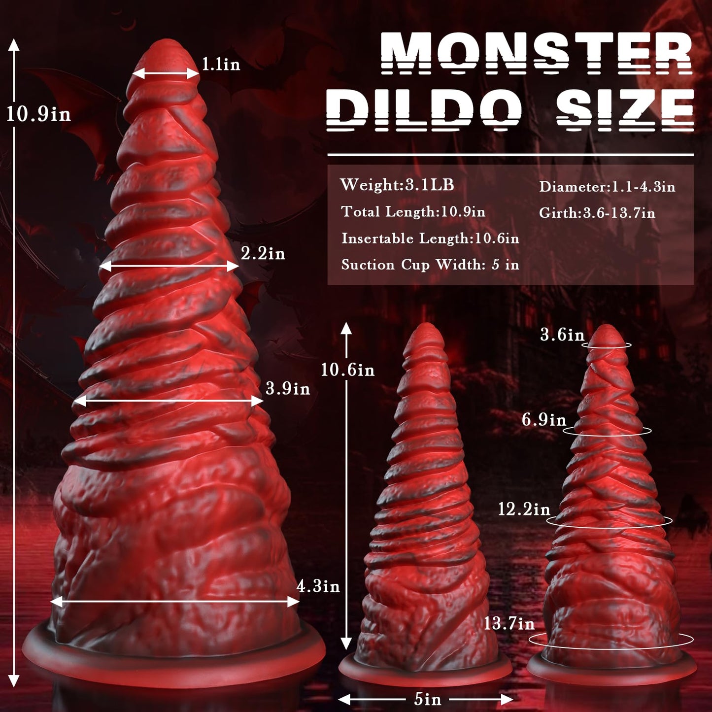 10.9'' Huge Butt Plug Massive Dildo for Anal Training, 4.3'' Diameter XXL Anal Cone Huge Anal Dildo with Suction Cup, Monster Dildos Large Anal Plug Sex Toys for Gay Female Masutbation