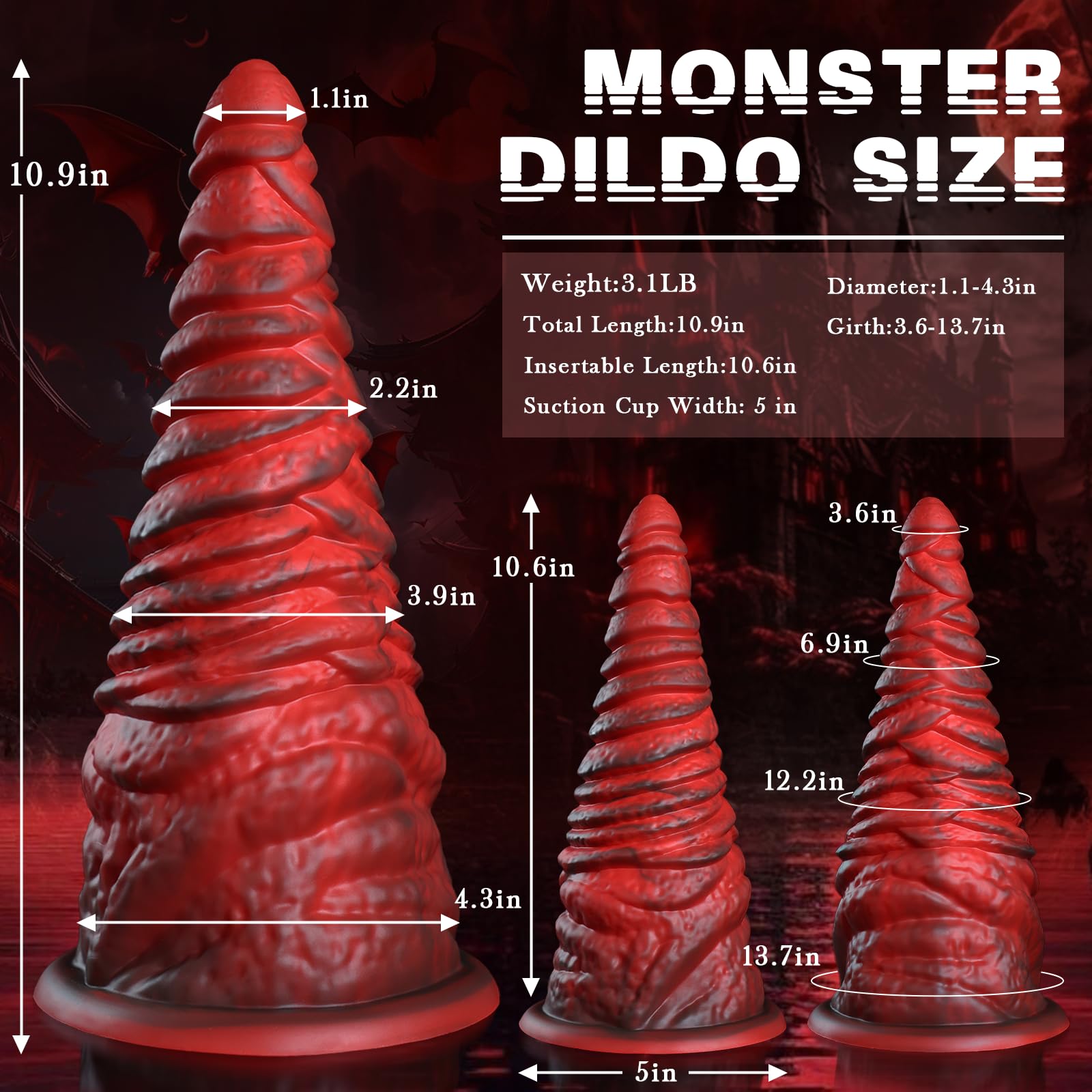 10.9'' Huge Butt Plug Massive Dildo for Anal Training, 4.3'' Diameter XXL Anal Cone Huge Anal Dildo with Suction Cup, Monster Dildos Large Anal Plug Sex Toys for Gay Female Masutbation