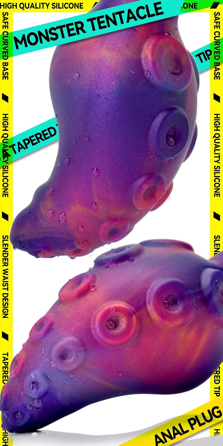 Anal Plug for Comfortable Long-Term Wear Silicone Monster Tentacle Butt Plug Dilator with Curved Base Slender Waist 4.41 x 1.77 Inch Prostate Sex Toy for Men Women Masturbation