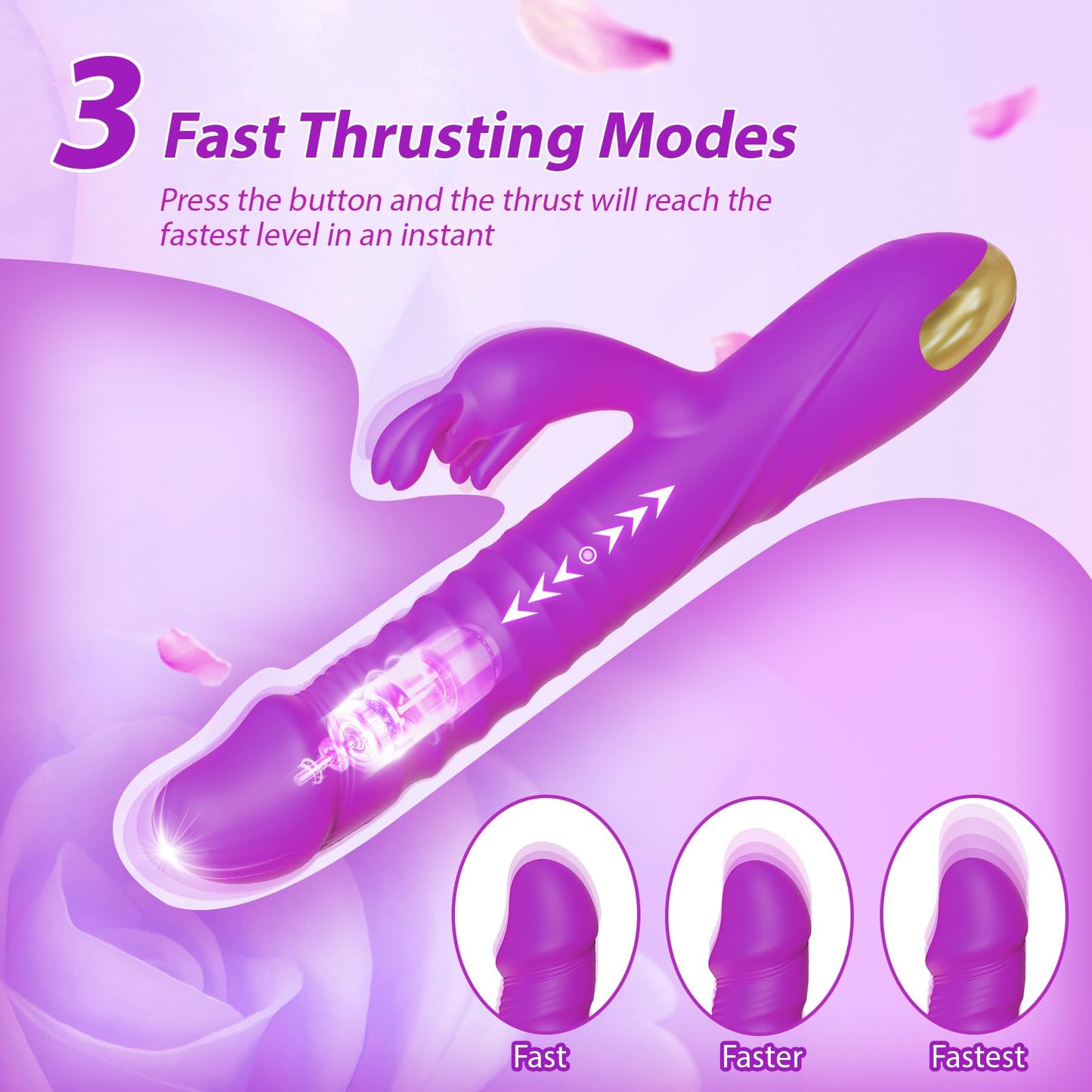 Sex Toys Thrusting Dildo Vibrator, Adult Toys G Spot Rabbit Vibrator with 3 Thrusting Modes & 10 Vibrating Modes