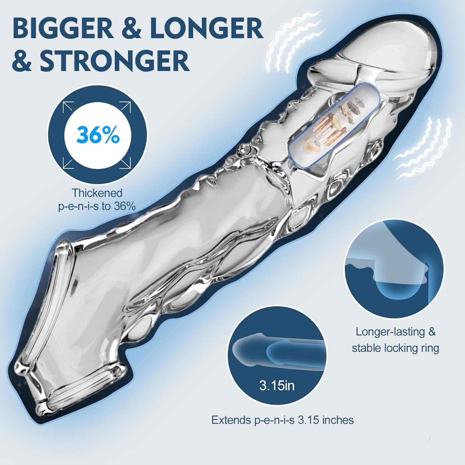 Penis Sleeve Reusable and Cock Sleeve Vibrator Set - 9 inch Multifunctional Cock Sleeve Penis Enlarger, 3 Styles10 Vibration Modes Delay Ejaculation Enhance Erection Penis Extender Sex Toy for Couples