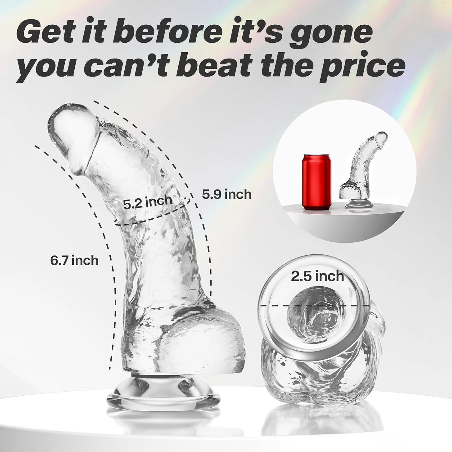 SOARE Realistic Transparent Dildo 6.7 in with Suction Cup