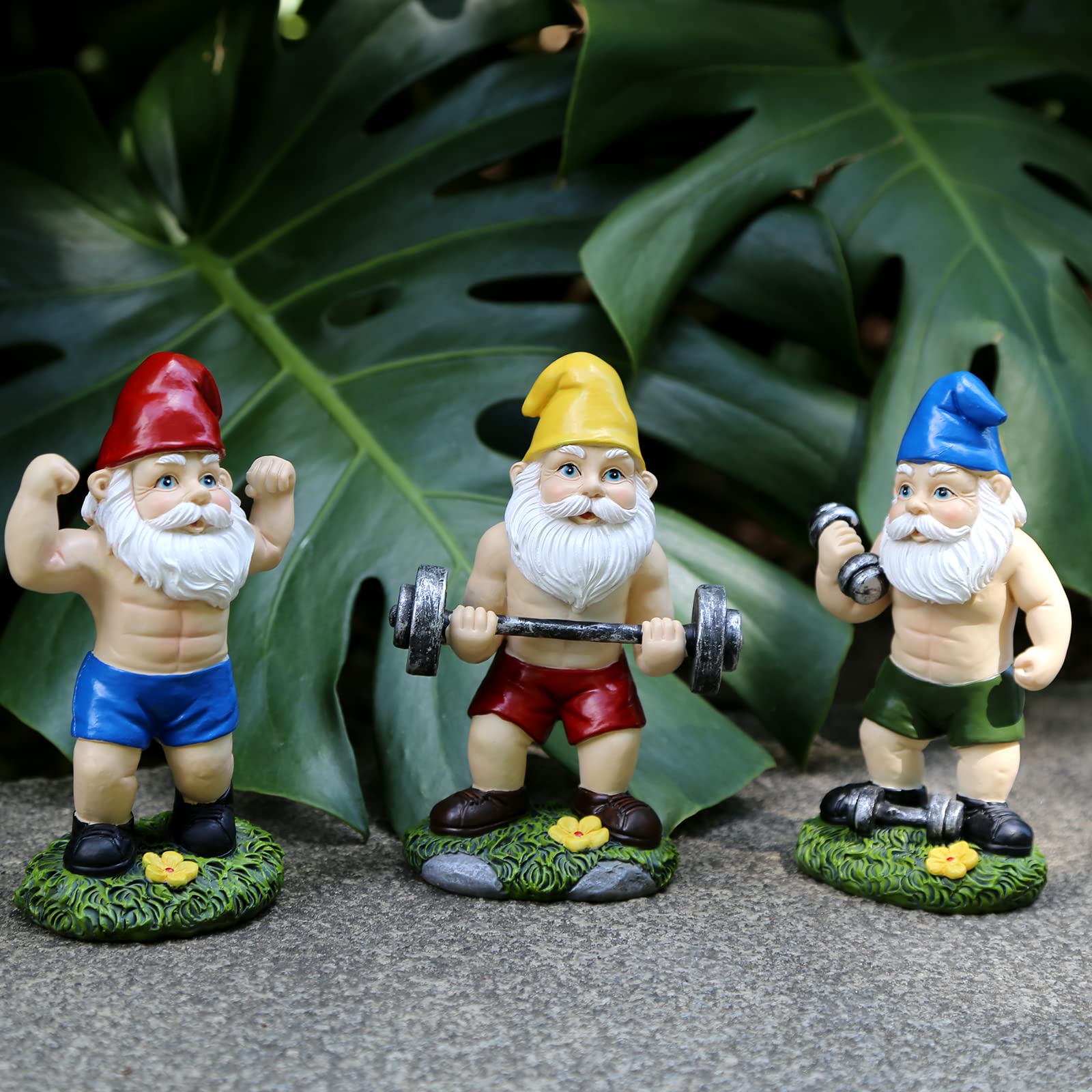 Mrsivrop Garden Fitness Gnomes Statues Decor - Gnome Statues and Figurines for Outside Inside, Funny Garden Gnomes, Large Gnomes Decorations for Outdoor, Yard, Patio