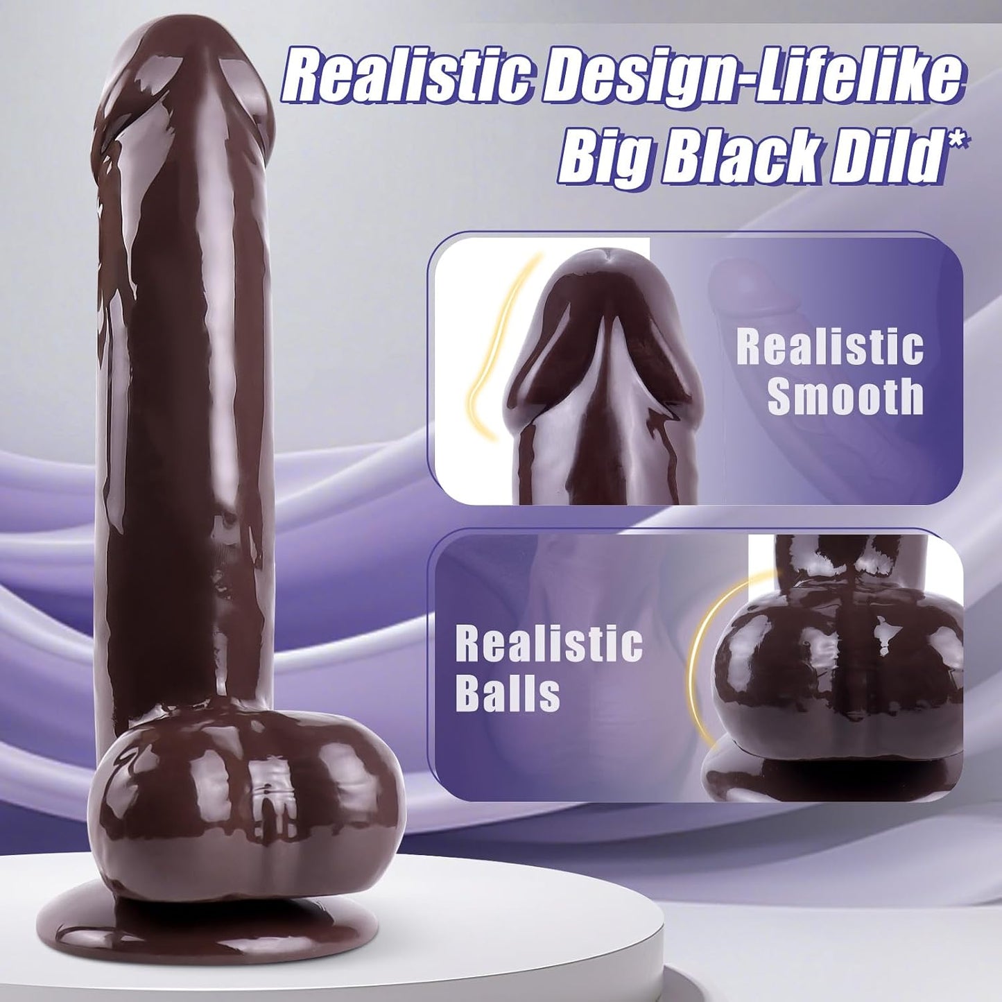 TAJIAWEY 11 Inch Realistic Dildo with Suction Cup Black
