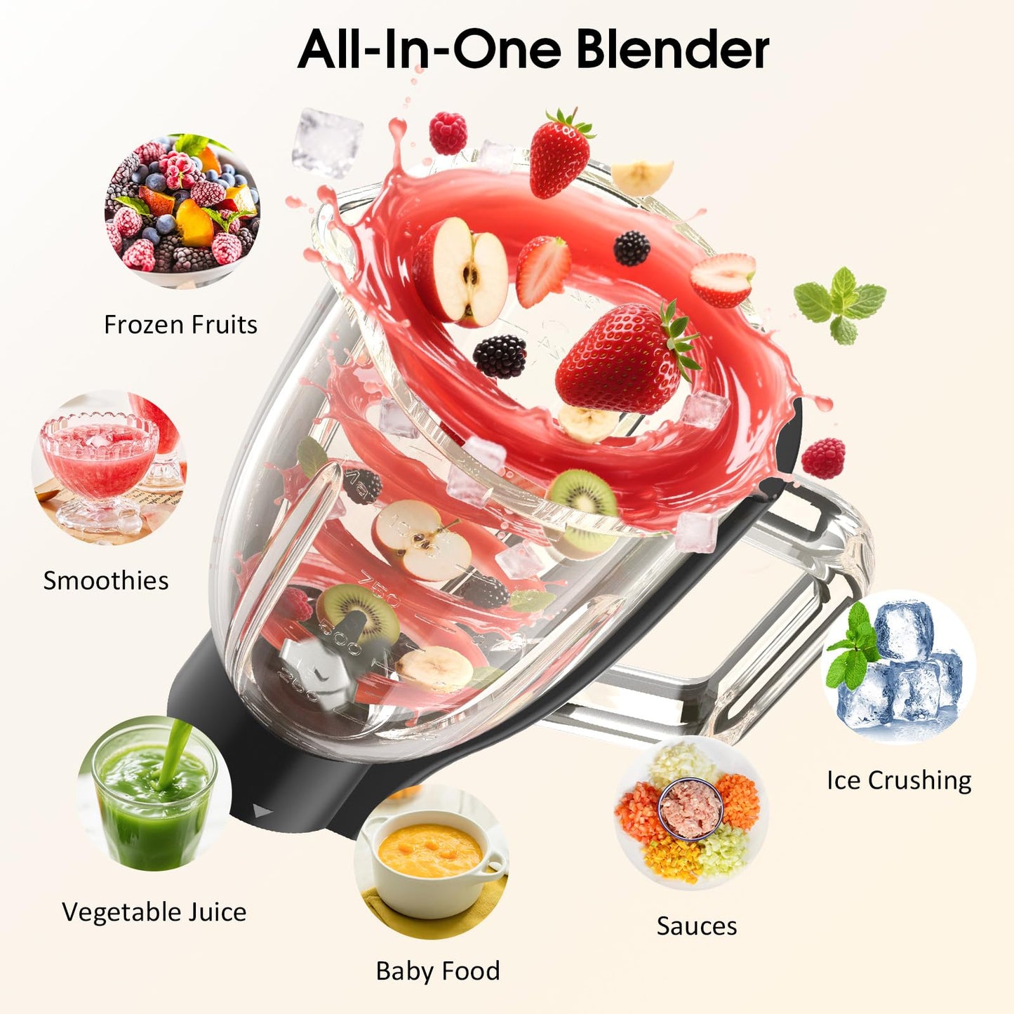 Honinst 7-IN-1 Multifunctional Stand Mixer, 6.5 QT 8-Speed Tilt-Head Kitchen Mixer, Electric Food Mixer with Meat Grinder, Juice Blender, Dough Hook, Beater, Whisk, Bowl for Most Home Cooks