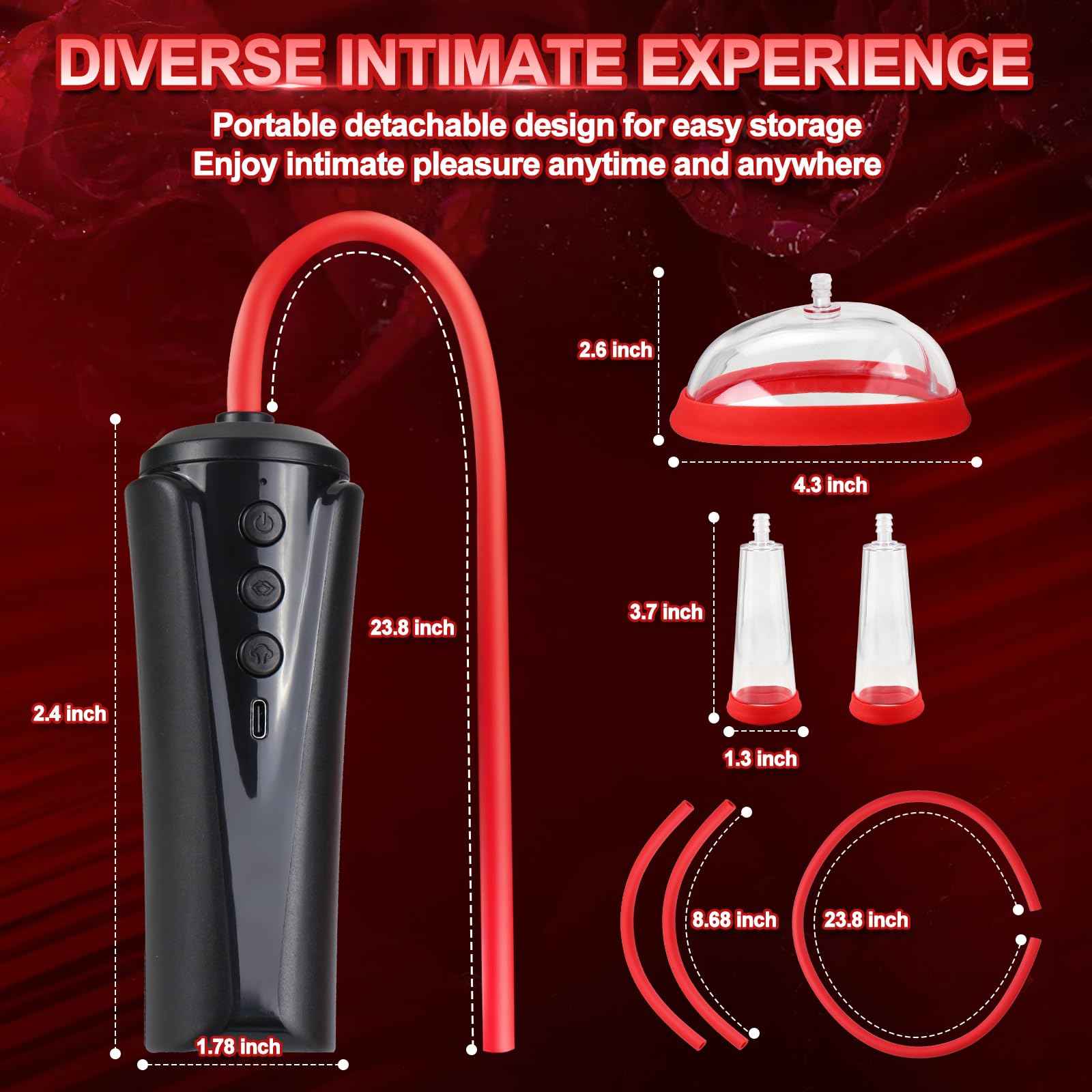 Pussy Pump with 2 BDSM Nipple Sucking Toys,Women Sex Toy Kit,Clitoral Pump Sexual Pleasure Tools for Women Couples,Vagina Pumps with 2 Clitoris Suckers Set Helps Enhance Emotional Connection