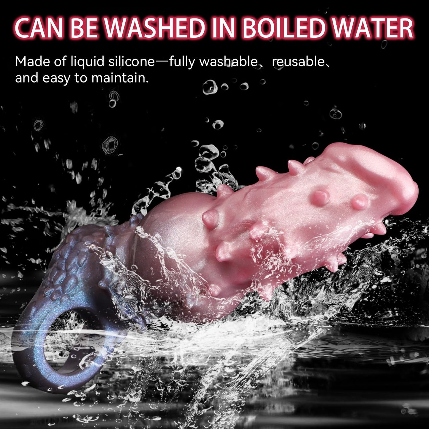 Penis Sleeve Cock Enlarger with Big Knot,Silicone Monster Penis Sleeve Reusable Condom Soft Mace Dildo Enlarger with Cock Ring for Men, Adult Sex Toy for Women Couples Spot Stimulation