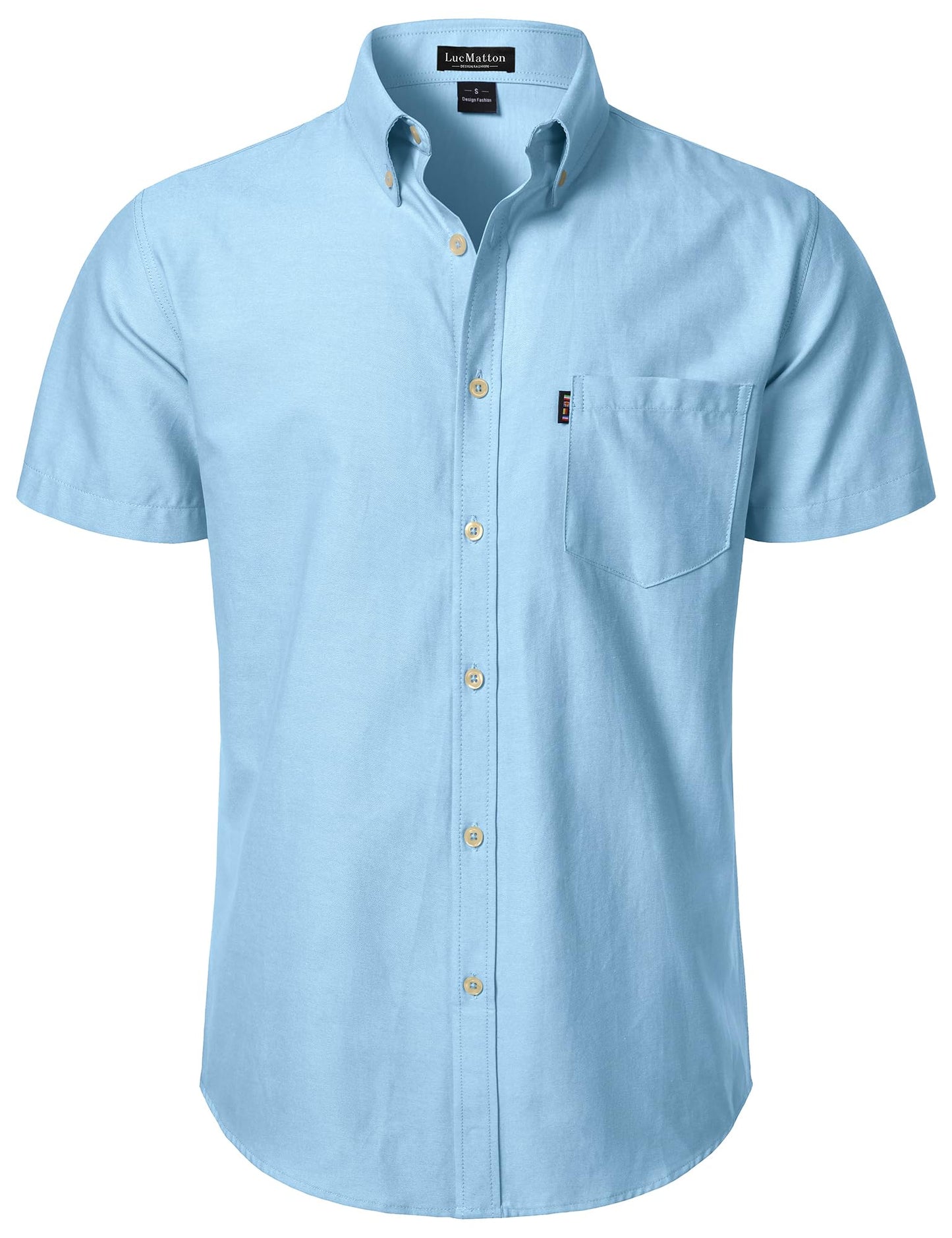 LucMatton Men's Oxford Short Sleeve Button Down Shirt Summer Casual Midweight Regular fit Dress Shirts with Pocket