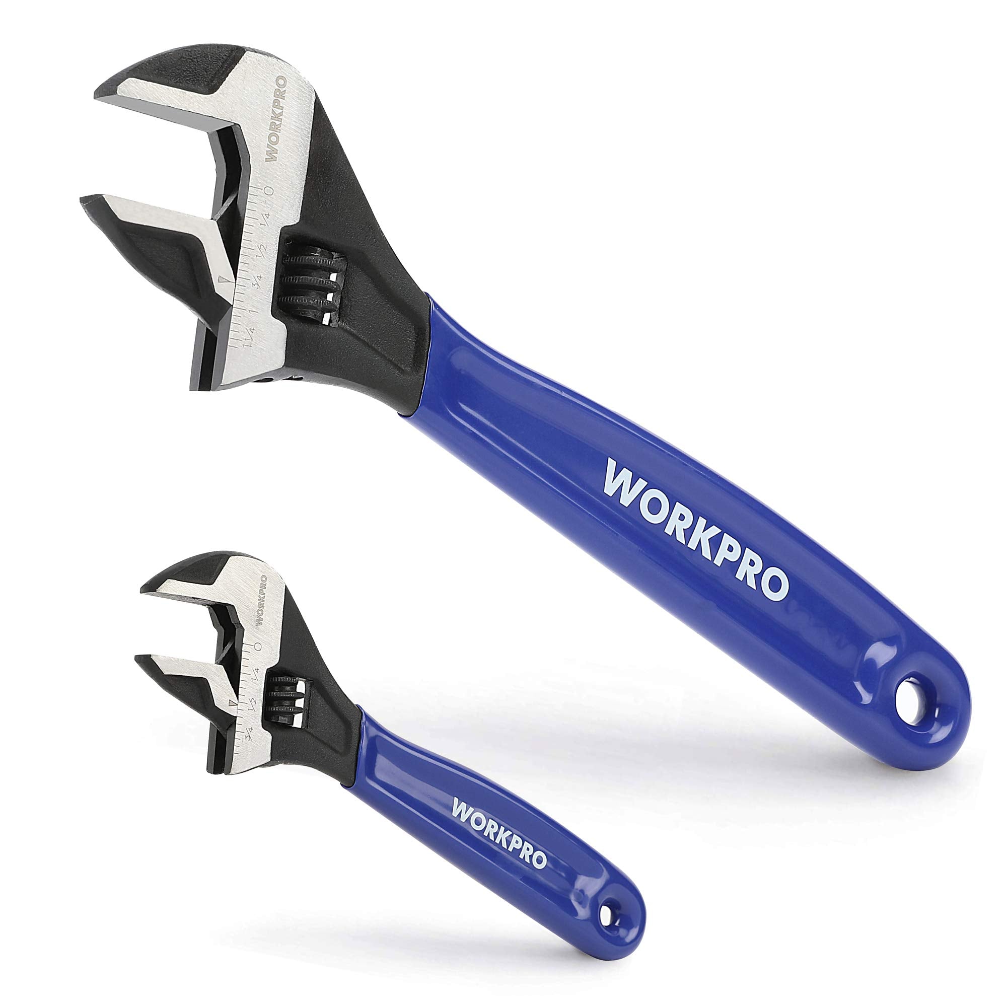 WORKPRO Adjustable Wrench, Cr-V Steel Wide Jaw Black Oxide Wrench