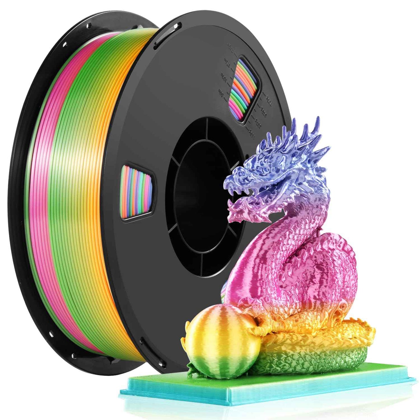 Dynta 3D Printer Filament, Silk PLA Bundle 6 Colors - High Gloss, Super Shiny & Smooth, Beginner-Friendly for Daily DIY, 250gX6 Spools (Gold/Silver/Red/Green/Blue/Purple)