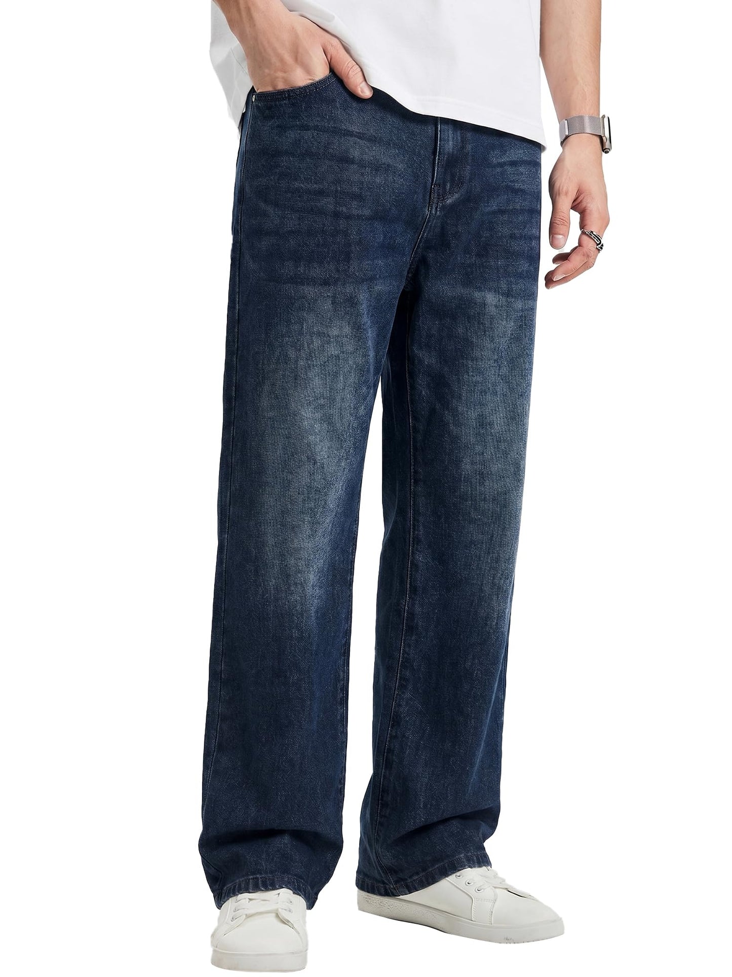 JMIERR Mens Baggy Jeans Stretch Casual Loose Fit Jeans Streetwear Denim Pants
