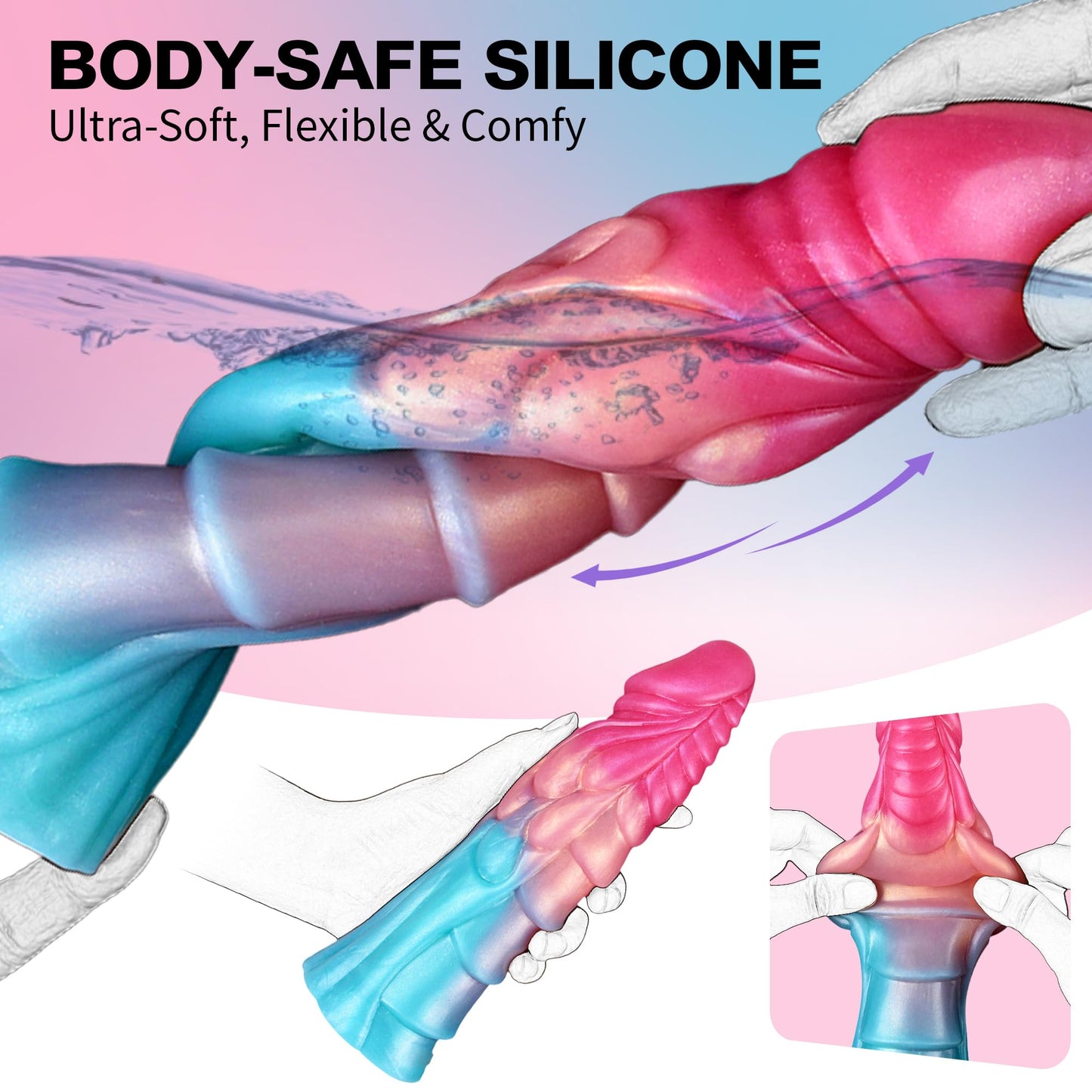 Dragon Penis Sleeve Cock Sleeve Sex Toy for Men, 8 Inch Monster Huge Thick Dildo Sleeve Penis Sheath Extender Enlarger, Anal G Spot Stimulator Beginner Soft Silicone Adult Sex Toys for Men and Couple