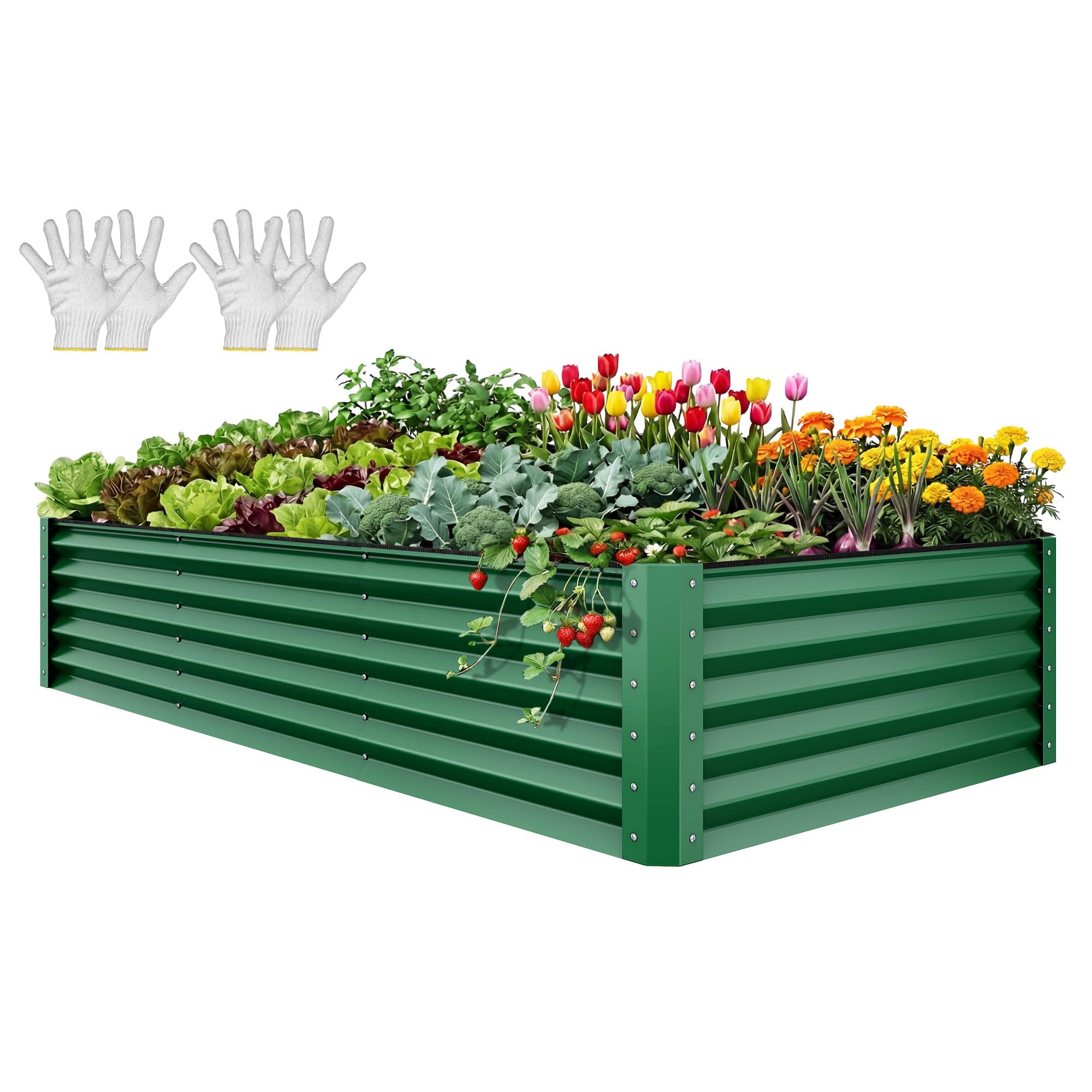 YITAHOME Raised Garden Bed Kit with Gloves, Ground Nails, Support Rod-1