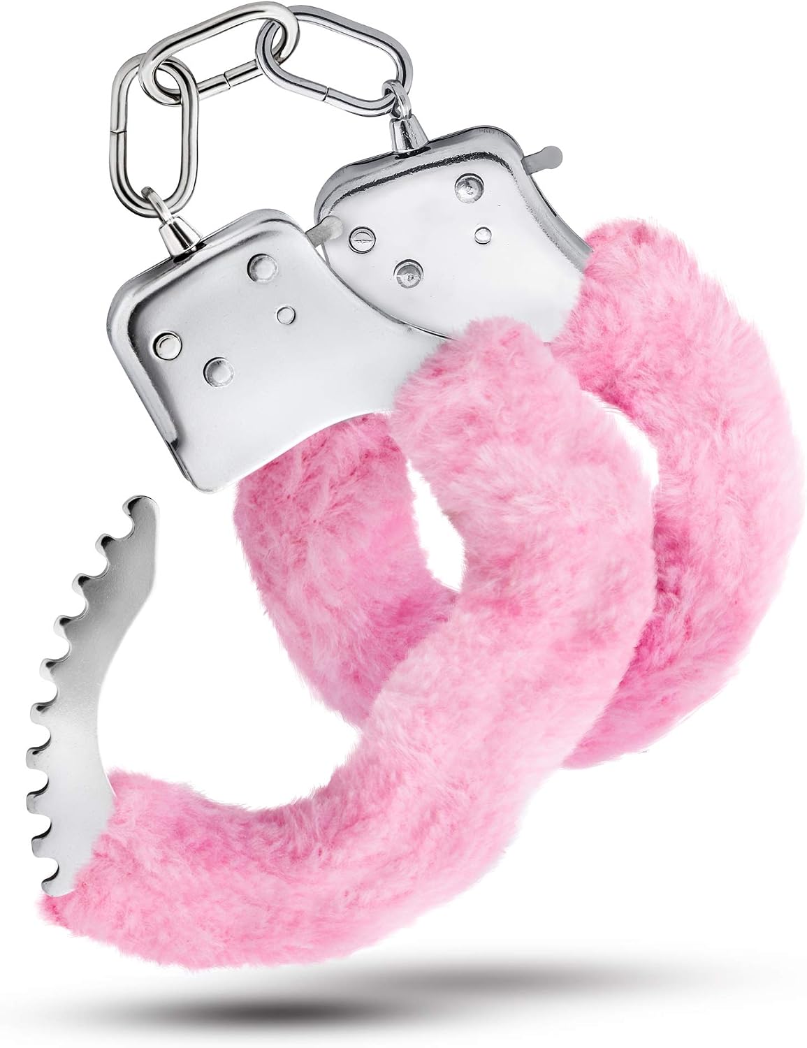 Blush Temptasia Beginner Cuffs 10.5" - Pink Faux Fur Lightweight Metal Handcuffs - Adjustable Bondage Cuffs w/Safety Release & 2 Keys - Women & Men BDSM, Role Play & Fetish Fantasy Restraint Sex Toy