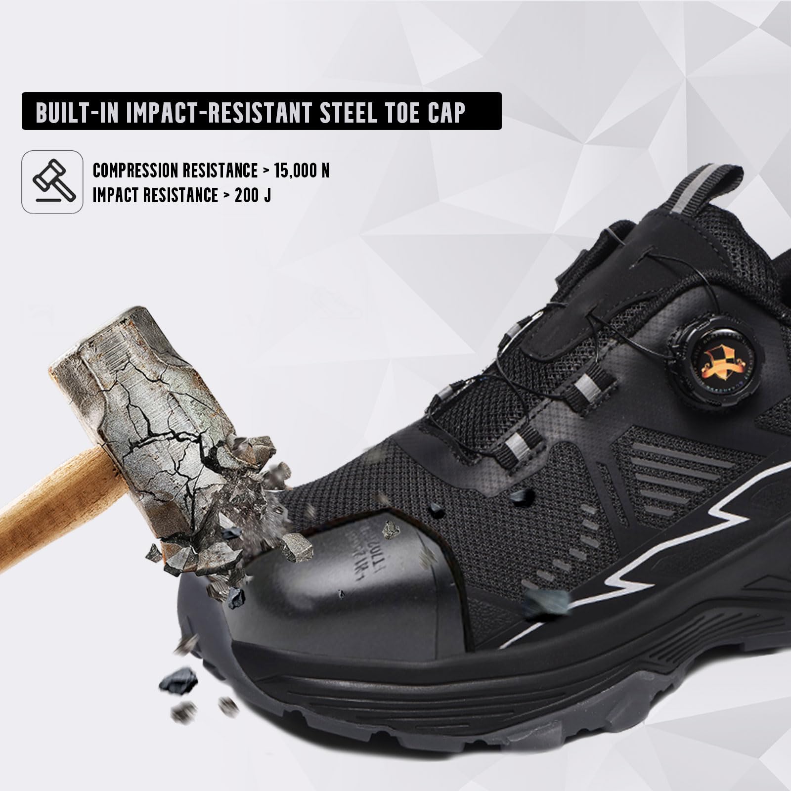 GUBANGDUN Steel Toe Shoes for Men Safety Composite Toe Sneakers Non Slip Breathable Work Shoes for Industrial Construction