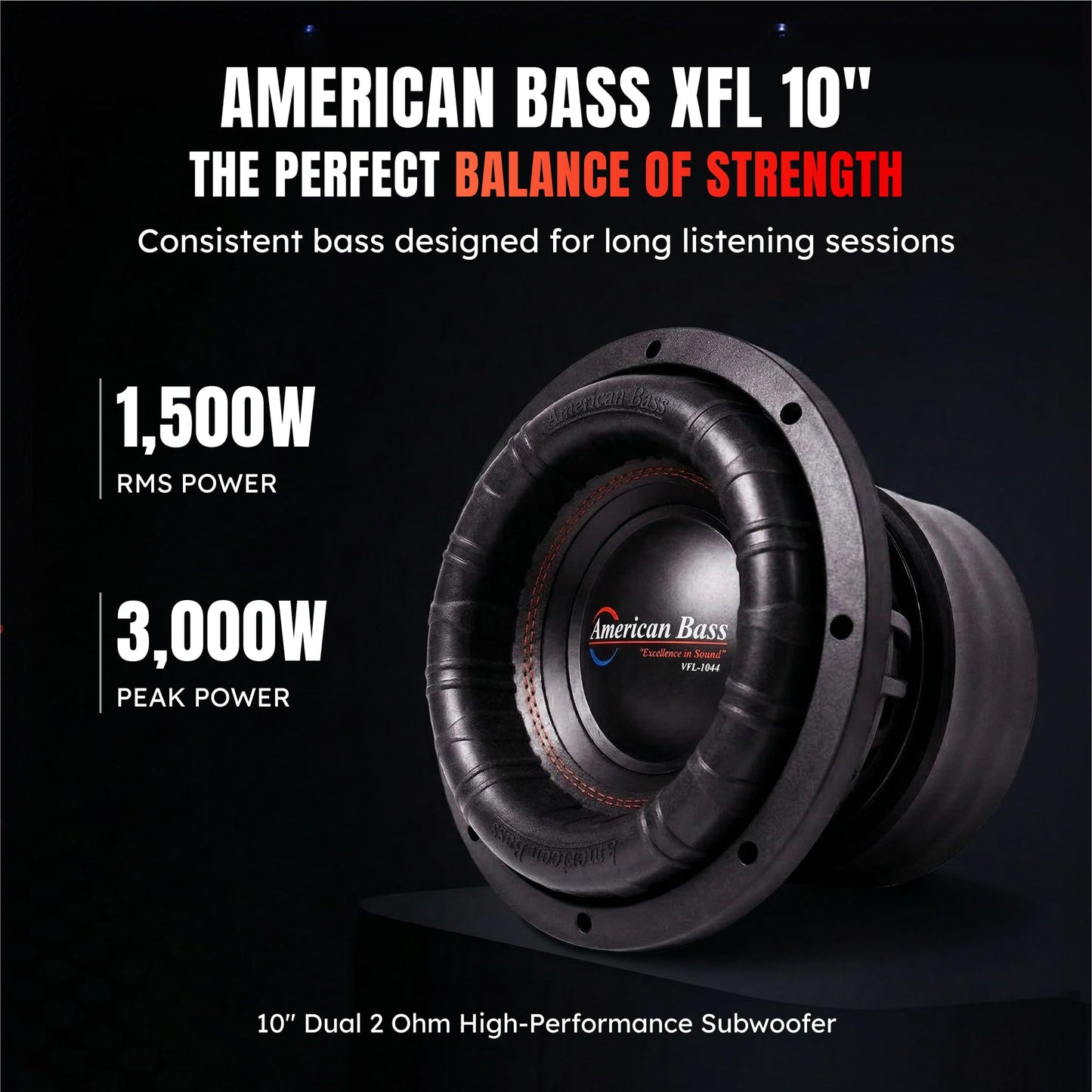 American Bass XFL 10" 2 Ohm 3000 Max Watts Car Subwoofer