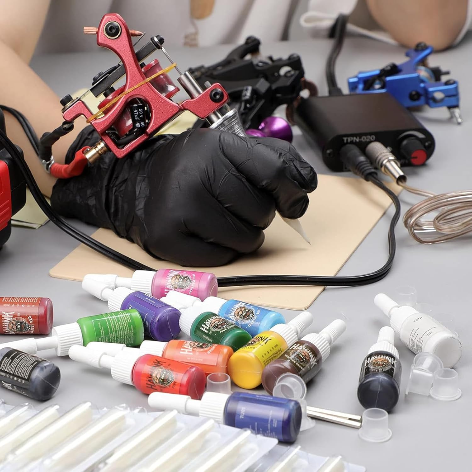 HAWINK Complete Tattoo Kit 4 Standard Tattoo Machines Power Supply