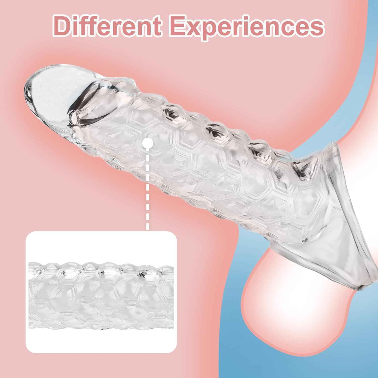Penis Sleeve with Cock Ring Sex Toys, 8.2'' Soft Cock Sleeve, Reusable Penis Cuff Thickened Testicle Ring Male Adult Toys, Penis Extender and Penis Enlarger for Men