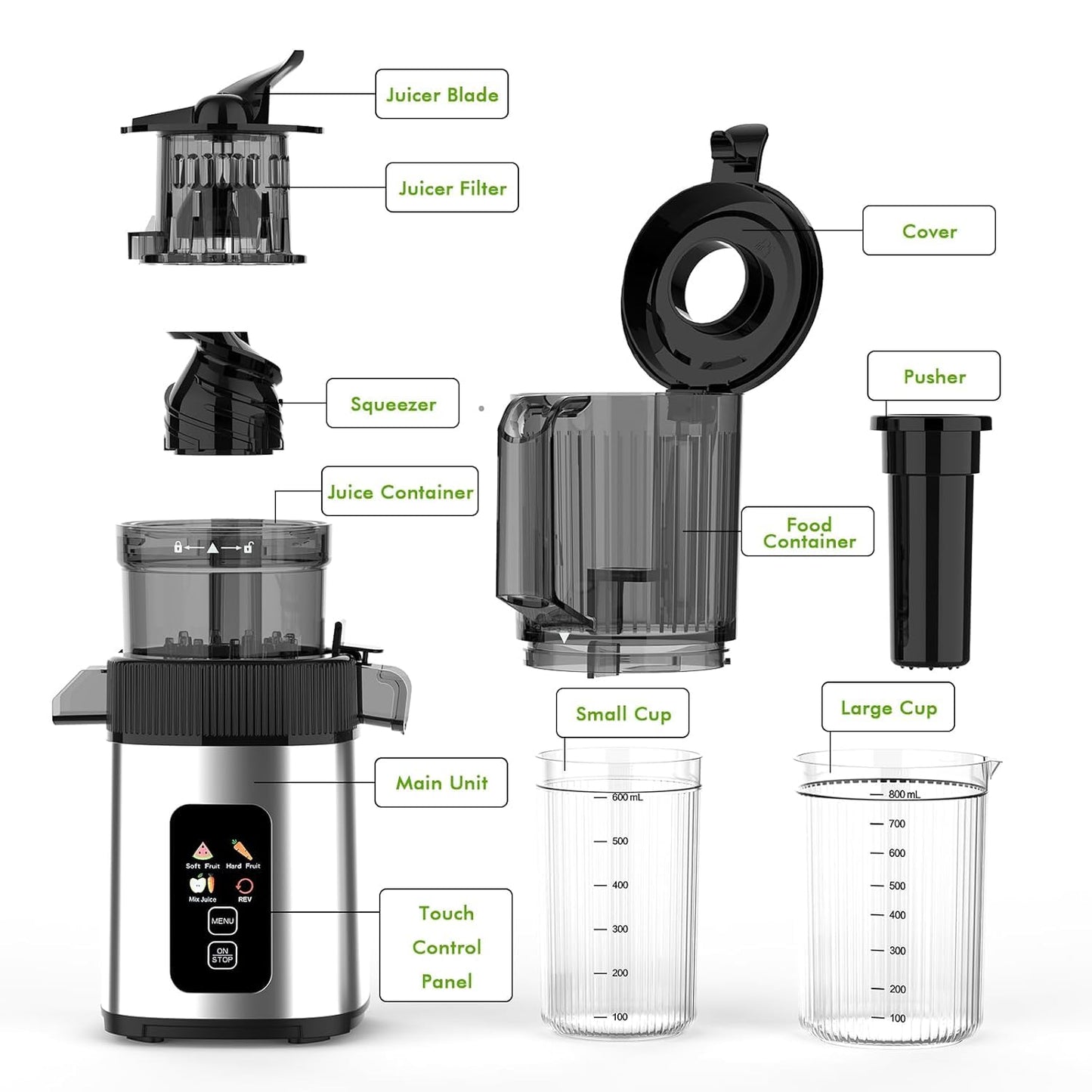 Electactic Slow Juicer Machine with 300W Pure Copper Motor