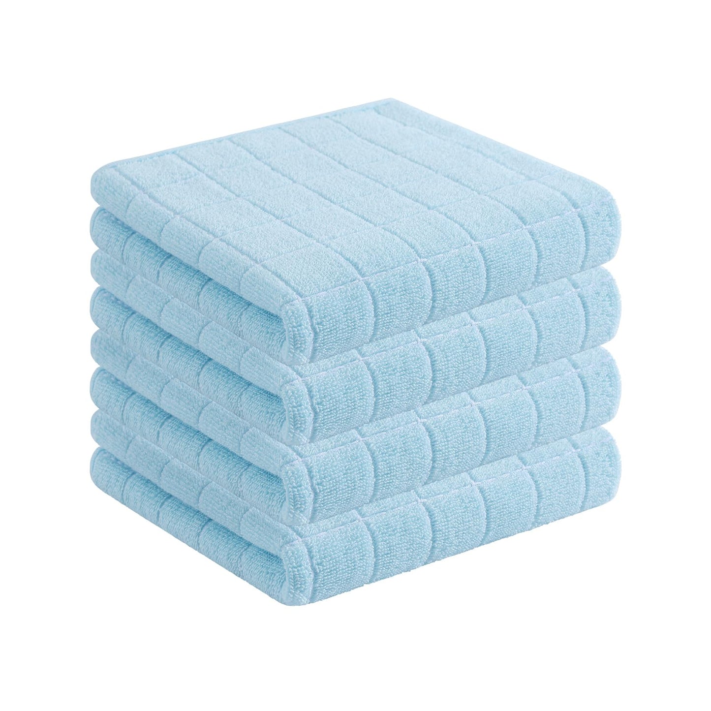 Homaxy 100% Cotton Terrycloth Check Design Dish Cloths & Dish Towels, Soft and Absorbent, Perfect for Kitchen Drying and Washing