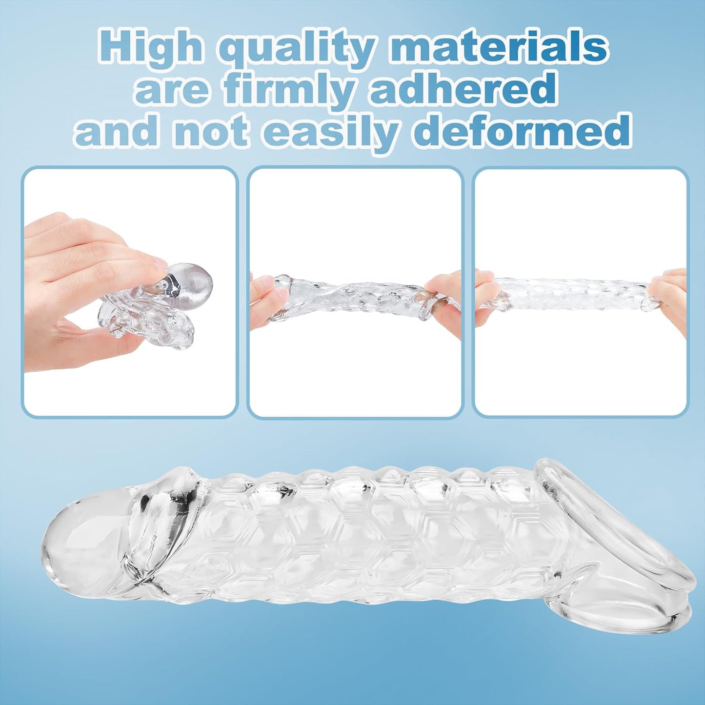 Penis Sleeve with Cock Ring Sex Toys, 8.2'' Soft Cock Sleeve, Reusable Penis Cuff Thickened Testicle Ring Male Adult Toys, Penis Extender and Penis Enlarger for Men