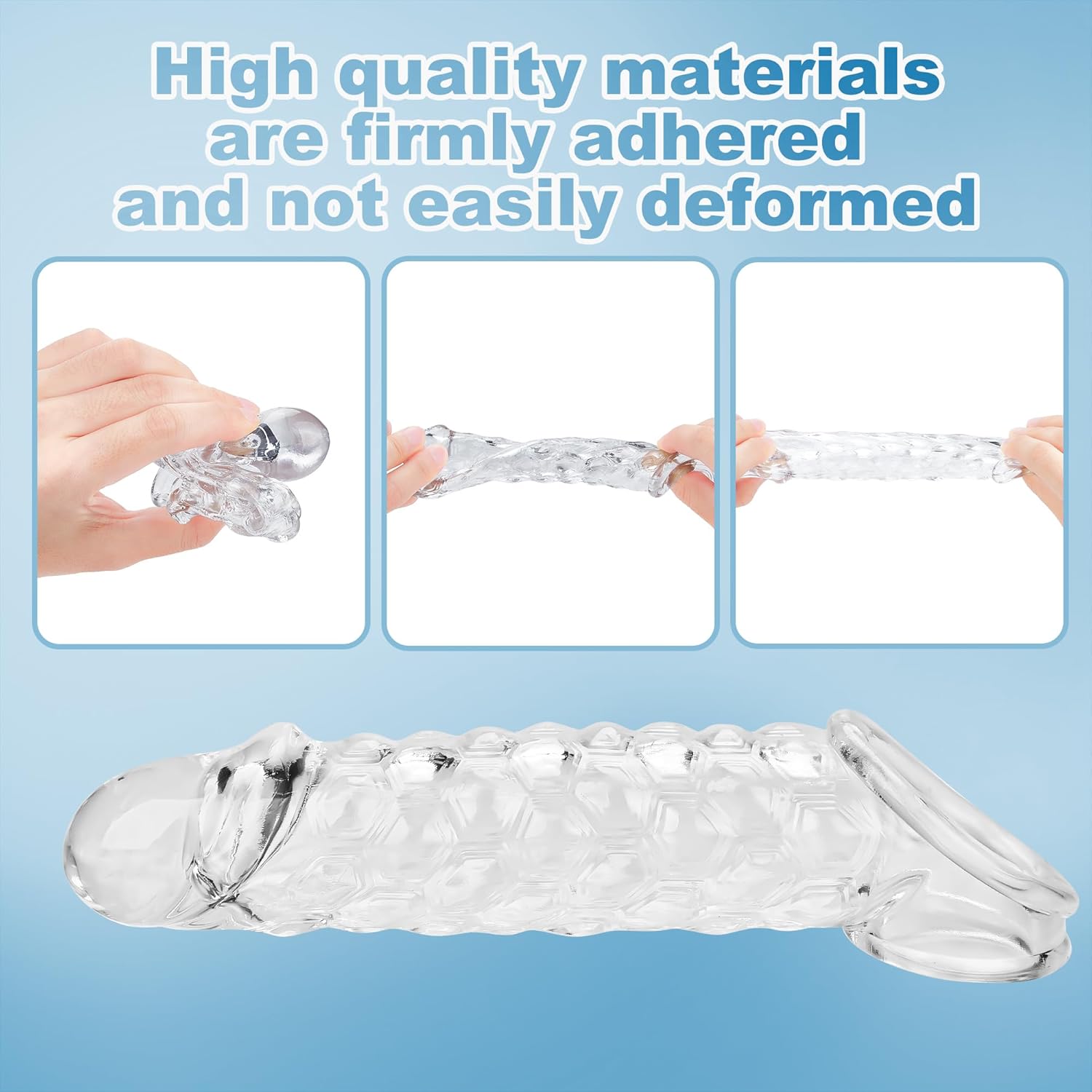 Penis Sleeve with Cock Ring Sex Toys, 8.2'' Soft Cock Sleeve, Reusable Penis Cuff Thickened Testicle Ring Male Adult Toys, Penis Extender and Penis Enlarger for Men