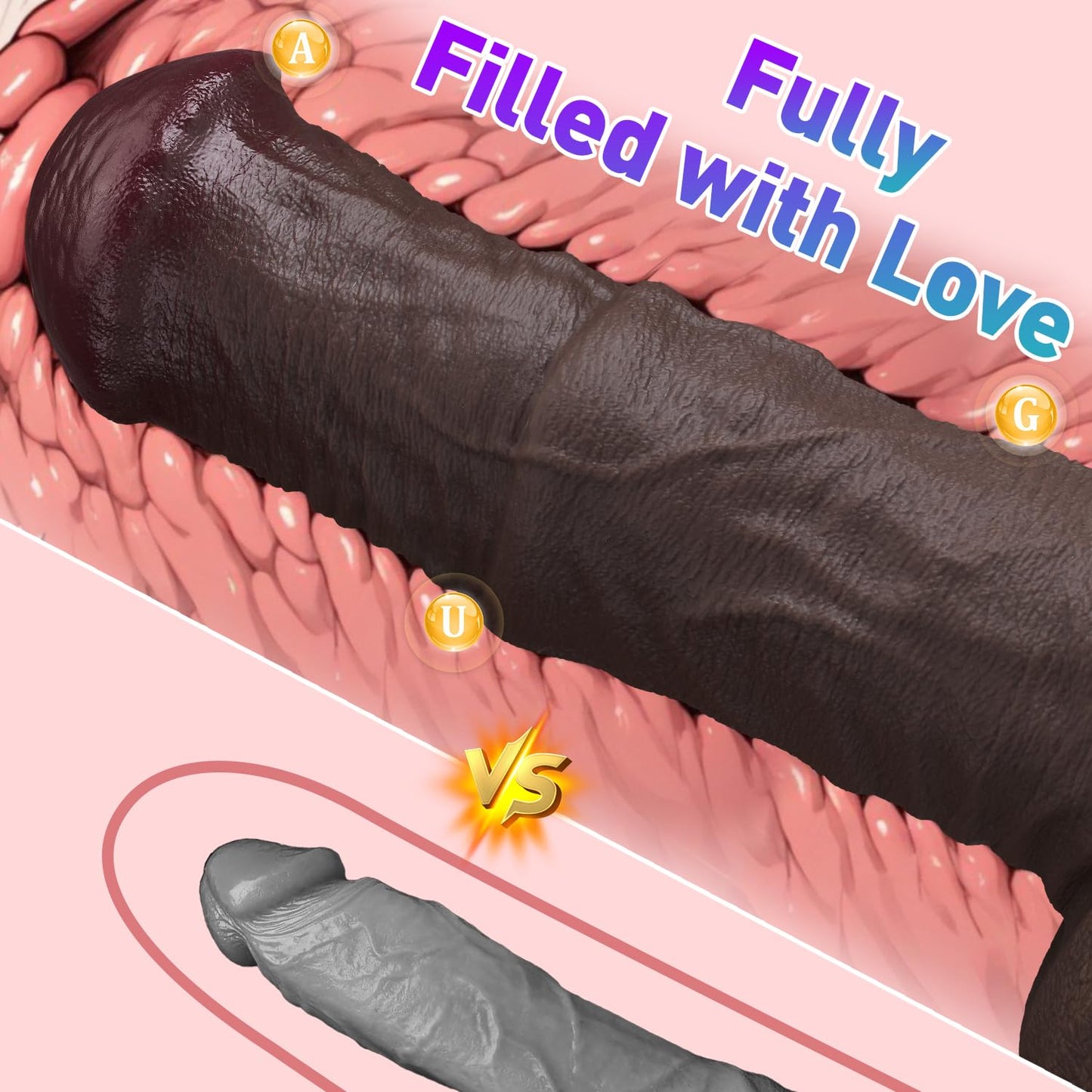 14.6 Inch Huge Thick Black Horse Dildo - 3.3'' Diameter Big Monster Fantasy Dildo, Realistic Silicone Long Massive Giant Dildos for Clitoral Vagina and Anal Stimulation, Adult Sex Toys for Men, Women