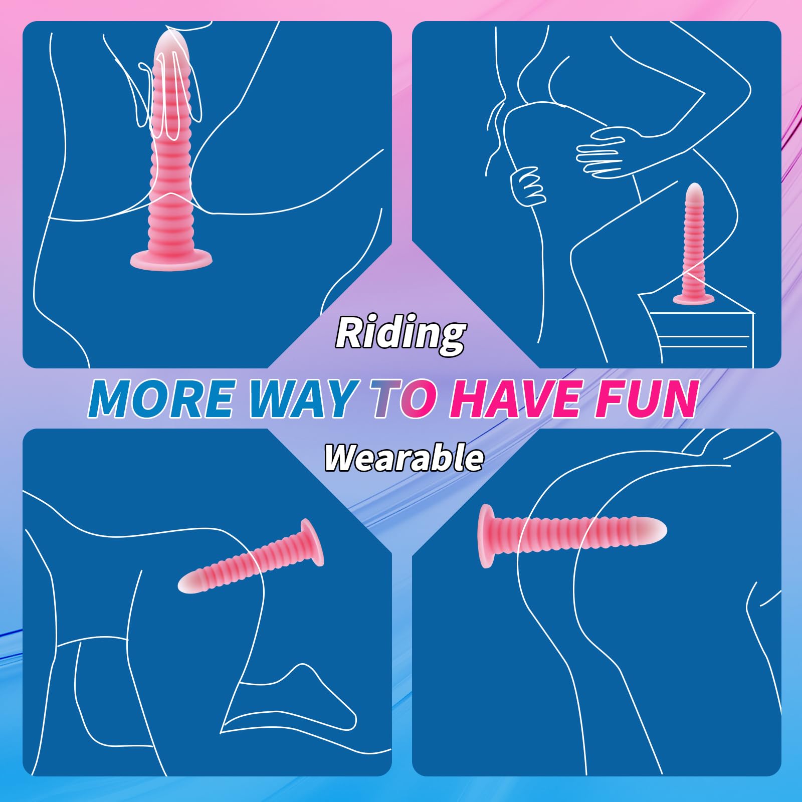 Pink Fantasy Anal Plug,Premium Liquid Silicone Colorful Glowing Penis Toy for Vaginal and Anal Sex,Equipped with Strong Suction Cups for Women Men Couples.