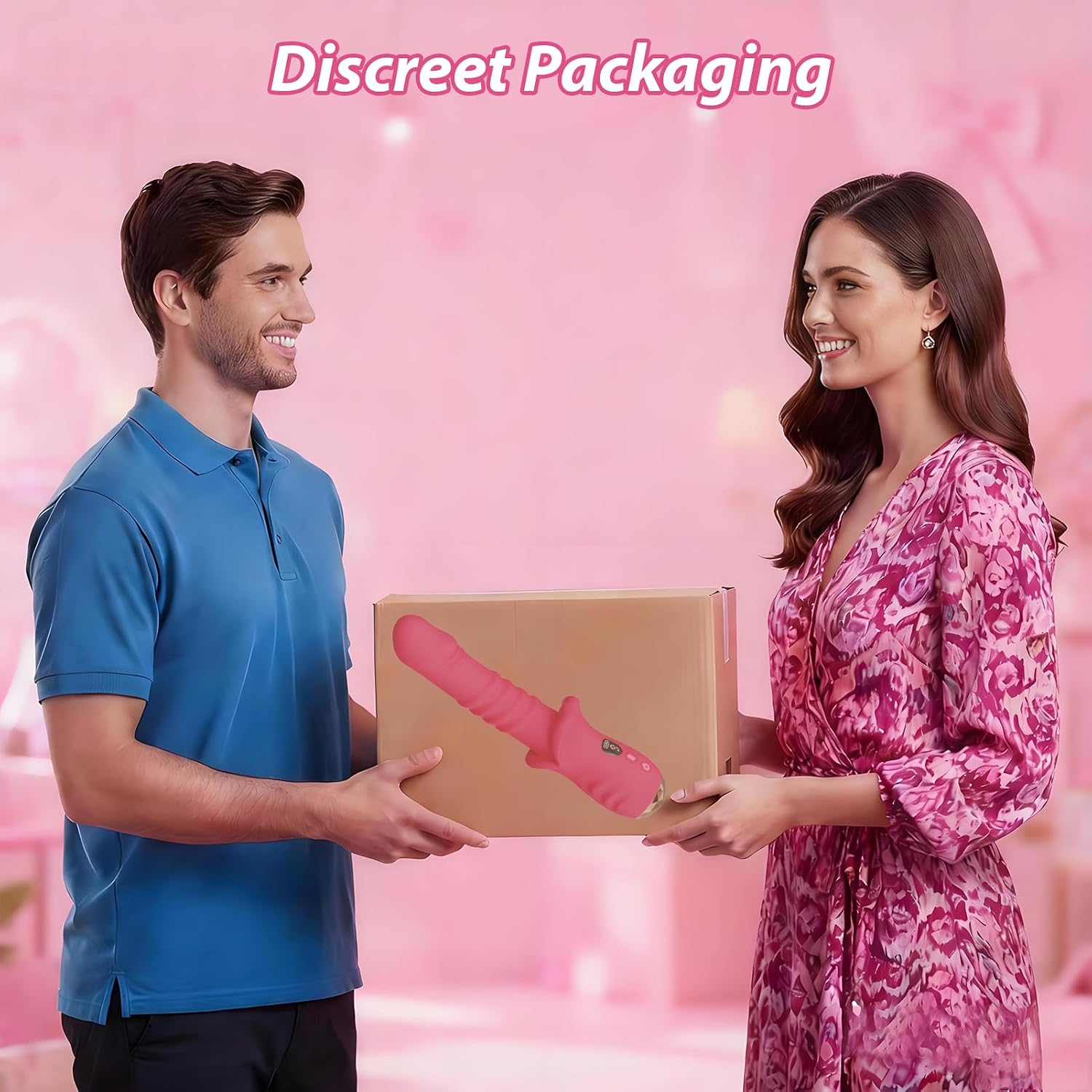 DFEUSY Thrusting Dildo Vibrator 9x9 Modes Waterproof Silicone Rose