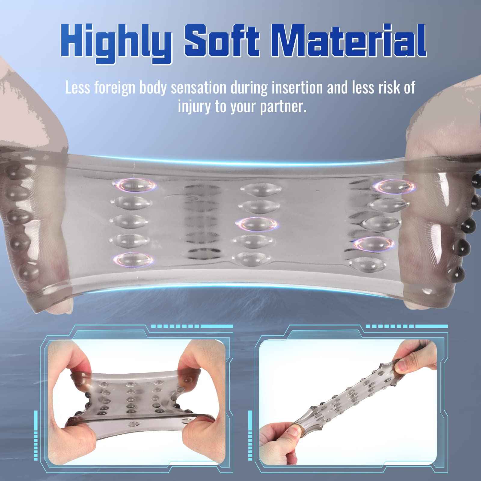 Penis Rings,Penis Sleeve Set,Cock Rings with 6 Stretchy Textured Studded Stretchy,Erection Enhancing Enhance Men,Adult Sex Toys for Men Couple