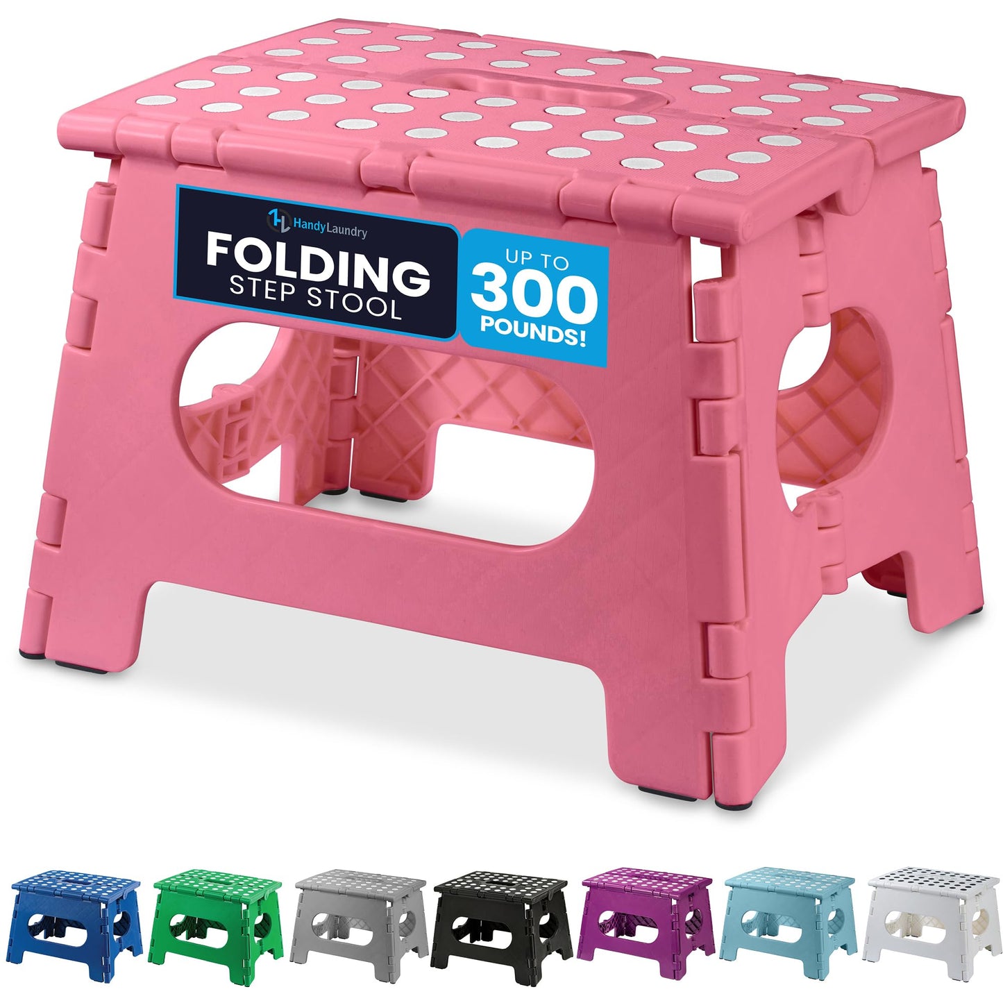 Handy Laundry Folding Lightweight Step Stool - Sturdy Enough to Support Adults and Safe Enough for Kids - Opens Easy with One Flip - Great for Kitchen, Bathroom or Bedroom