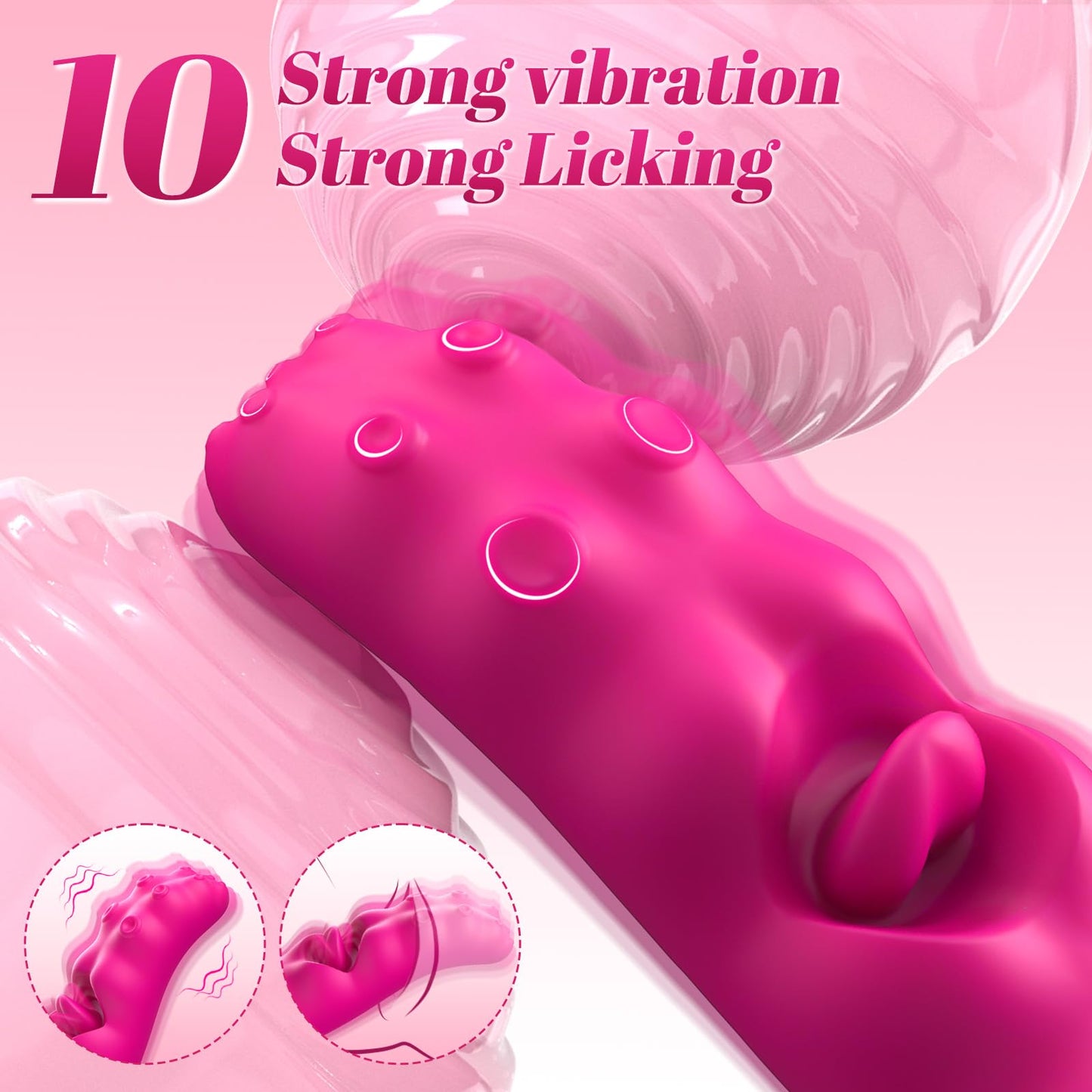 3 in 1 Vibrator Couples Sex Toys for Women, Tuaieu G Spot Dildo with 10 Tongue Licking & Vibrating Adult Toys, Realistic Tongue Vibrator for Women Pleasure Tools for Female