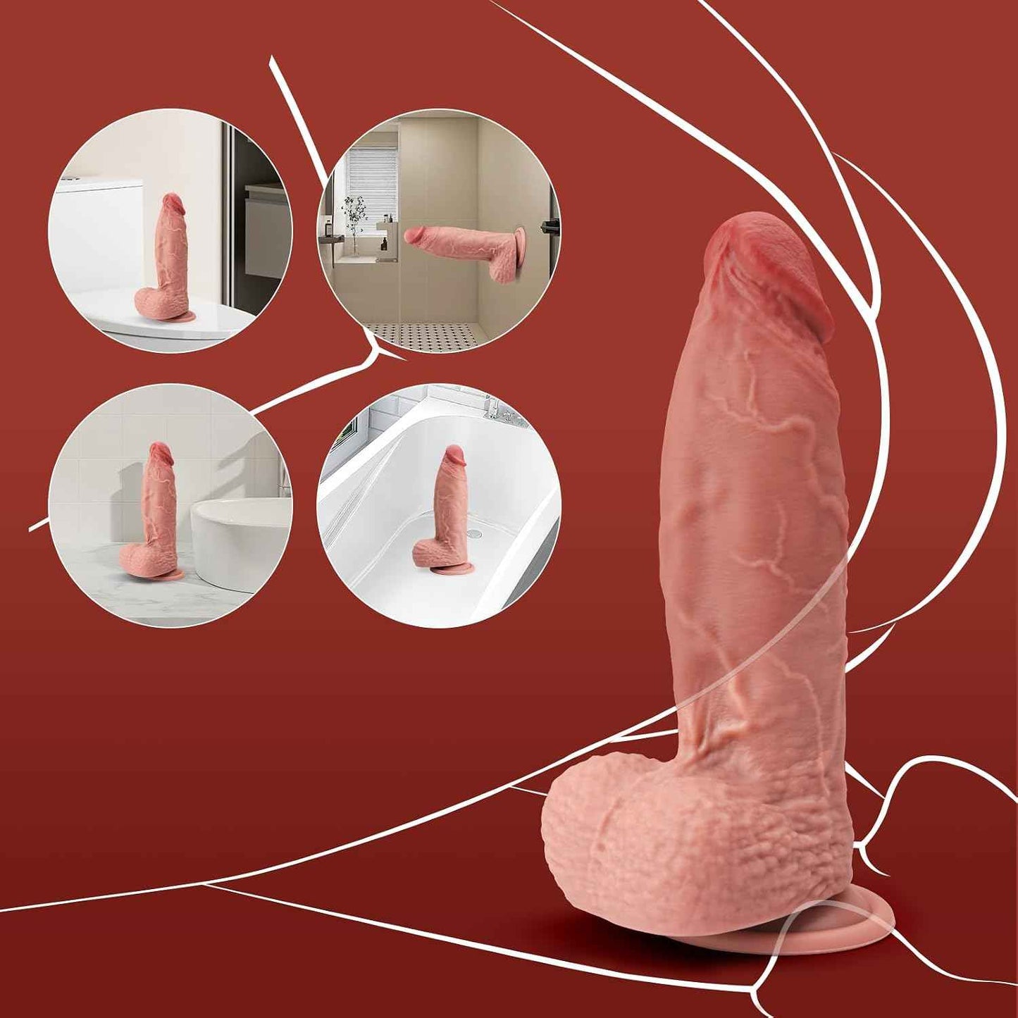 Jicjocy Realistic Silicone Dildo 8.46in Suction Cup Veiny Texture