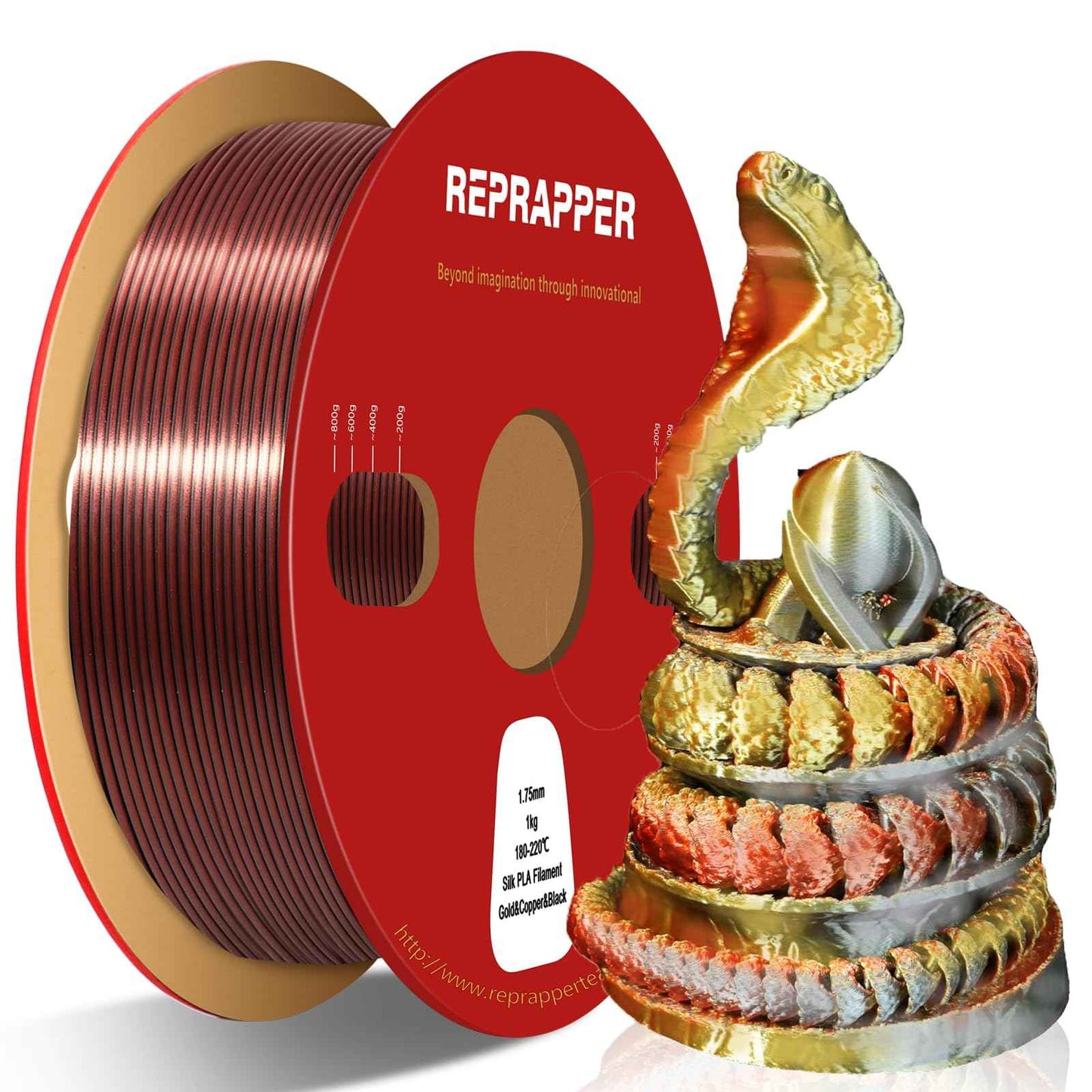 RepRapper PLA Filament Glow Dual PLA Filament 1KG for FDM 3D Printer