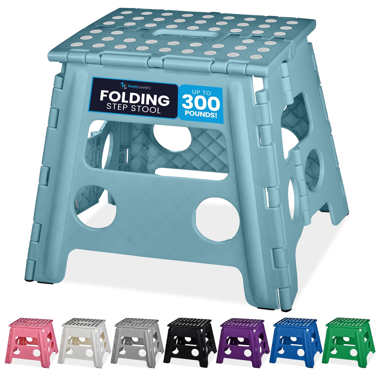 Handy Laundry Folding Lightweight Step Stool - Sturdy Enough to Support Adults and Safe Enough for Kids - Opens Easy with One Flip - Great for Kitchen, Bathroom or Bedroom