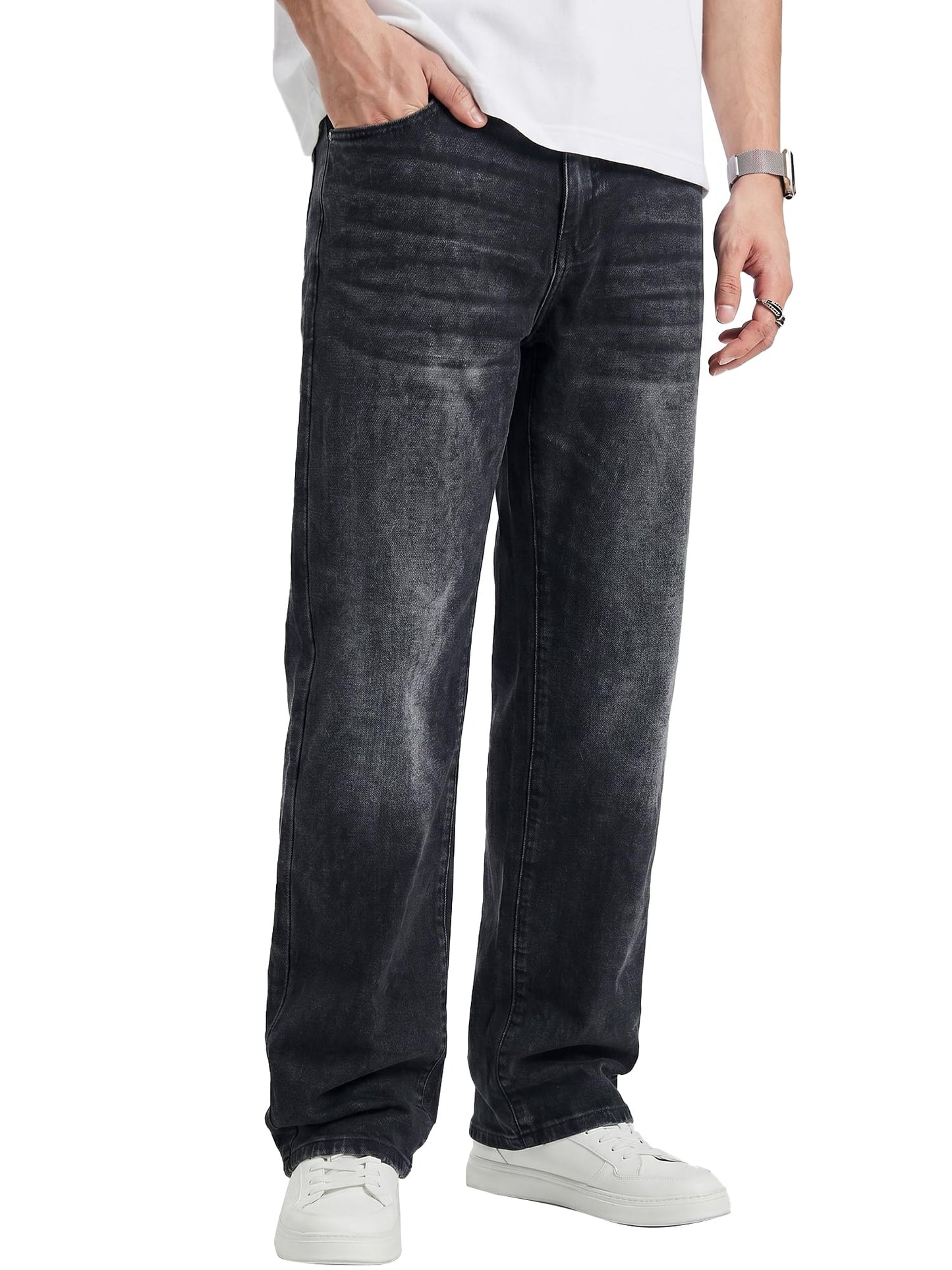 JMIERR Mens Baggy Jeans Stretch Casual Loose Fit Jeans Streetwear Denim Pants