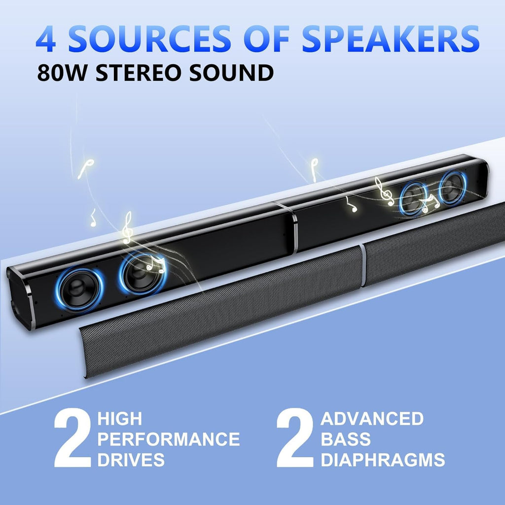 dotn Sound Bar for Smart TV, 2026 NEW 80W Soundbar