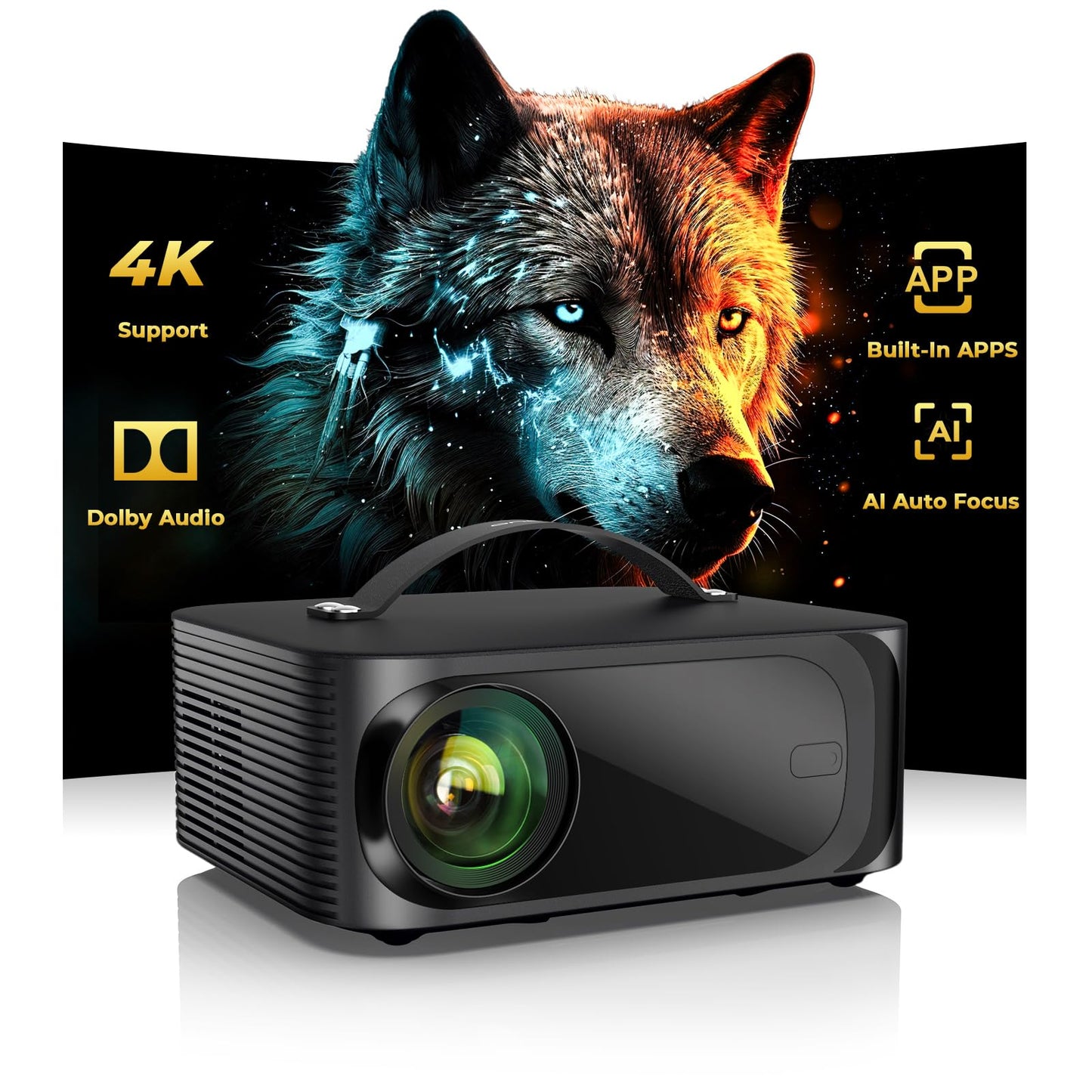 Projector-4K with WiFi and Bluetooth, Outdoor-Projector Smart TV OS 2.0 & DoIby, ONOAYO Portable Proyector