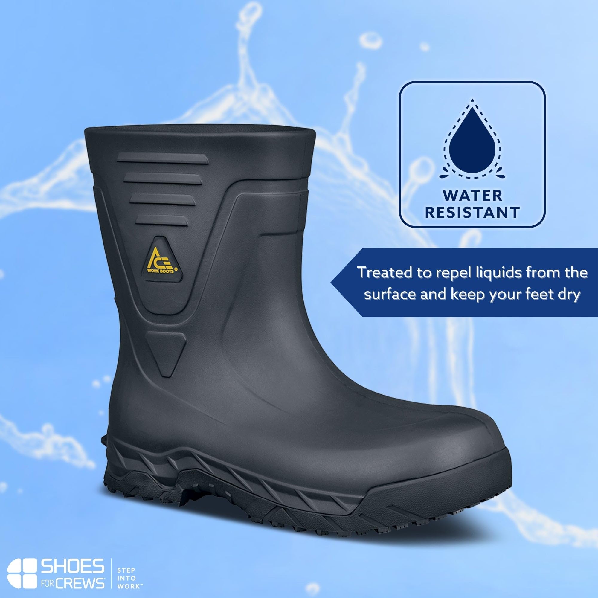 ACE Unisex Slip-Resistant Work Boots - Water-Resistant, Non-Slip Industrial Safety Boots for Men & Women with Soft Toe or Composite Toe - Bullfrog Pro II