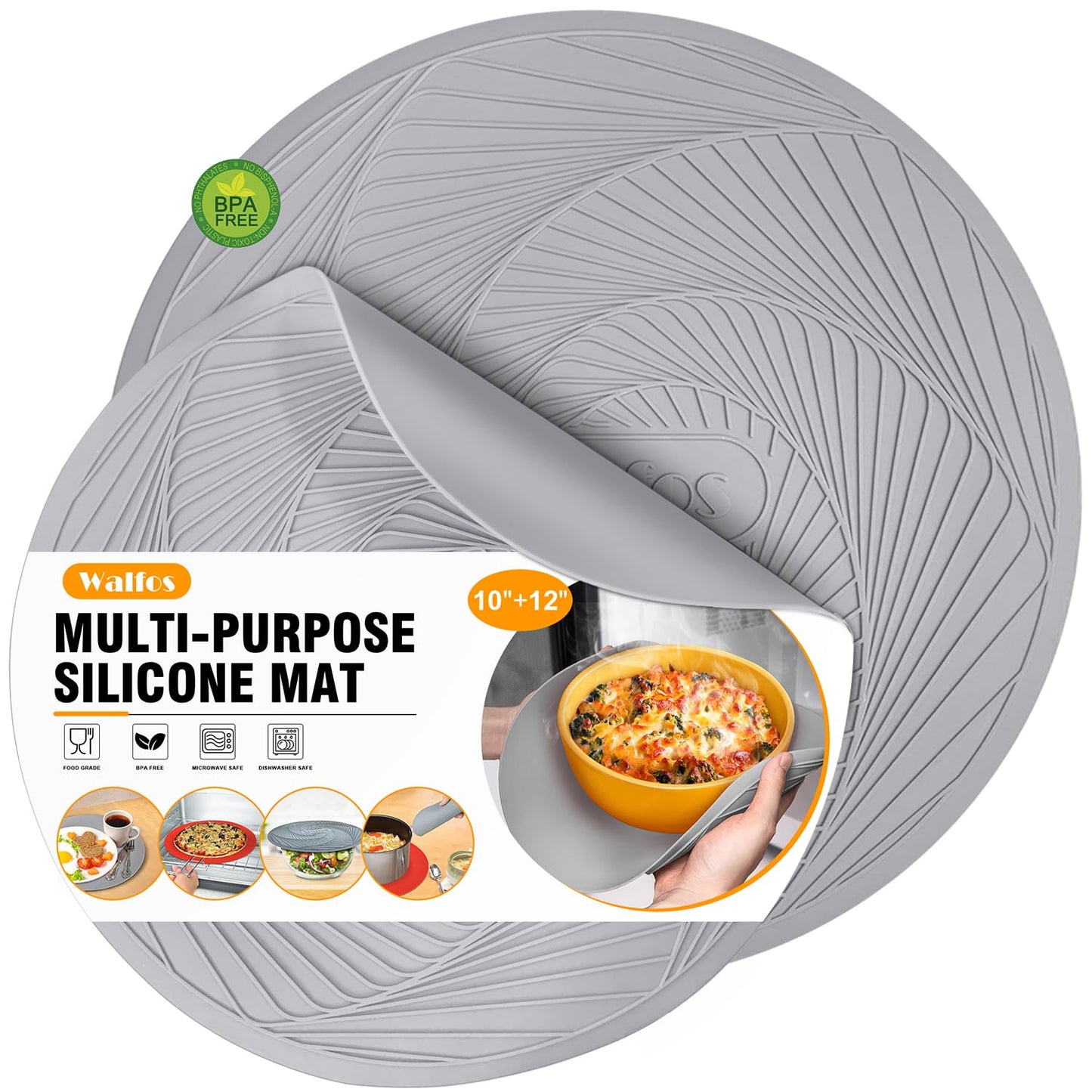 Walfos Silicone Trivets Set - Heat Resistant Pot Holder, Non-Slip & Flexible,Multi-Purpose Kitchen Table Mat, Prefect for Hot Dishes,Spoon Holder, Oven Mitt