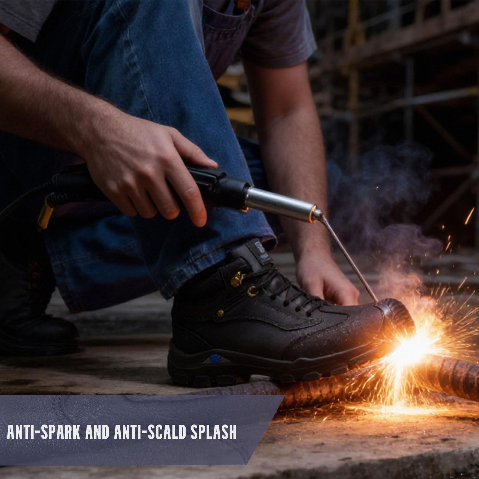GUBANGDUN Steel Toe Work Boots for Men Welding & Construction Safety Shoes, Water-Resistant Leather, Slip & Puncture Proof, Industrial Work Footwear