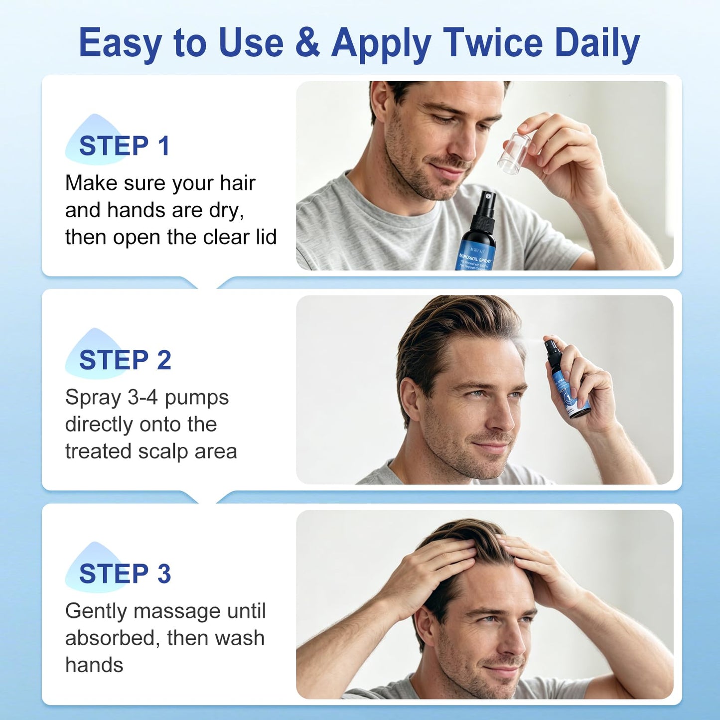 8 Pack 5% Minoxidil Spray for Men & Women – Biotin Infused Hair & Beard Regrowth, Extra Strength to Stop Hair Loss & Thinning, Promotes Thicker, Fuller Hair – 8 Month Supply