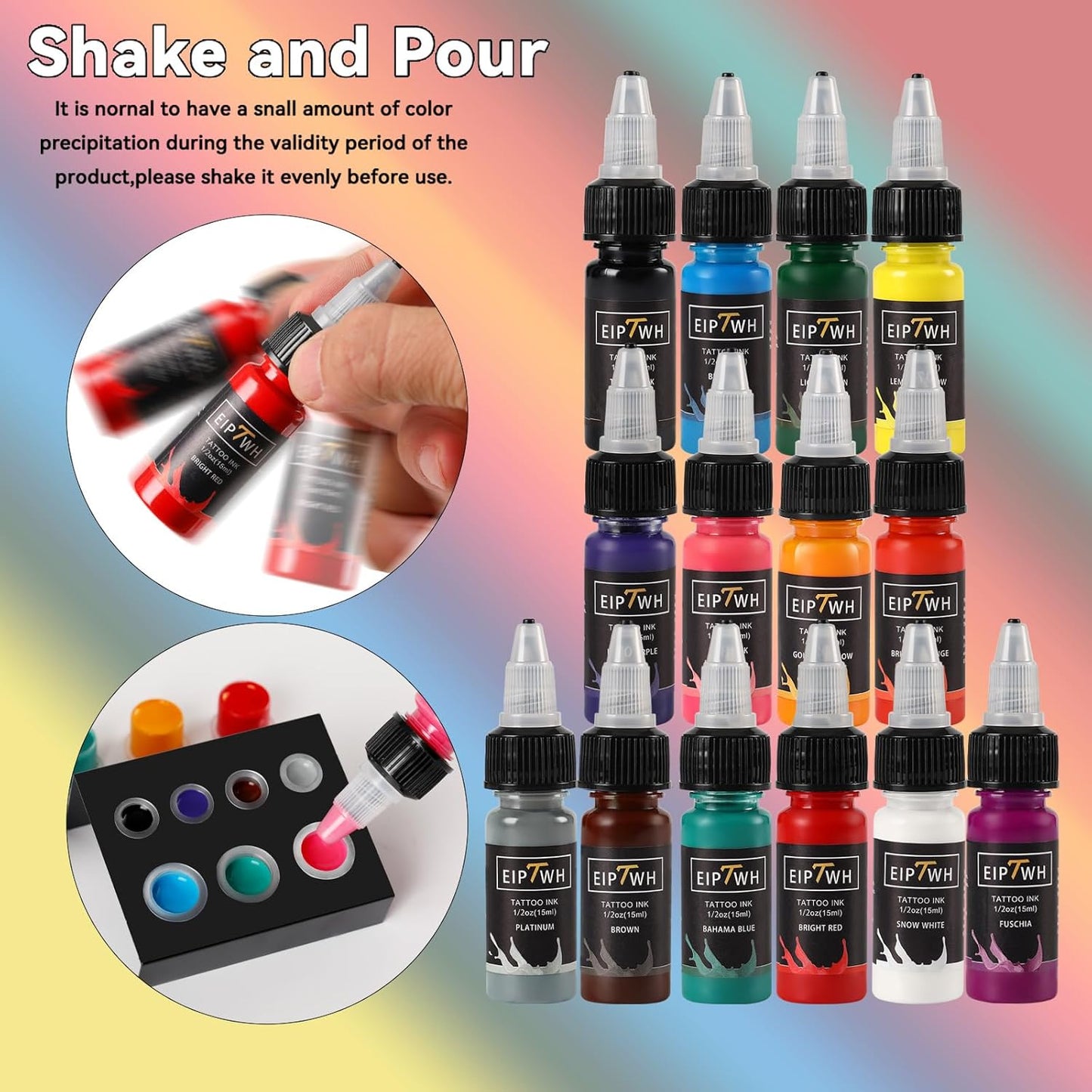 EIPTWH 14 Colors Tattoo Ink Set 15ml Pigment Kit
